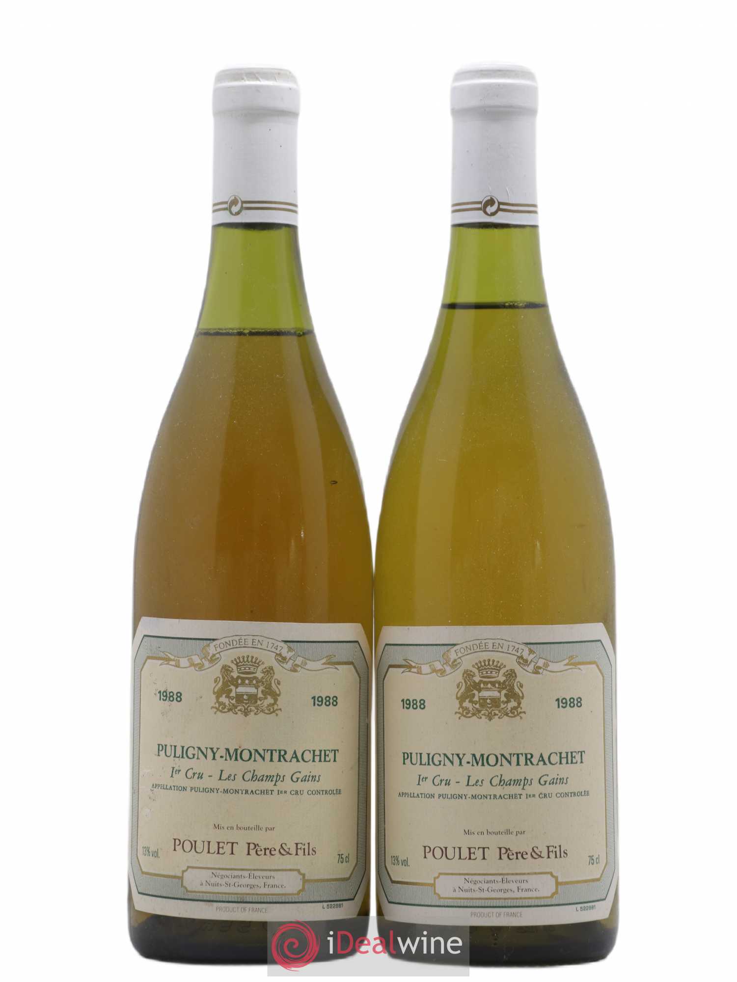 Puligny-Montrachet 1er Cru Les Champs Gains Domaine Poulet Et Fils 1988 - Posten von 2 Flaschen - 0