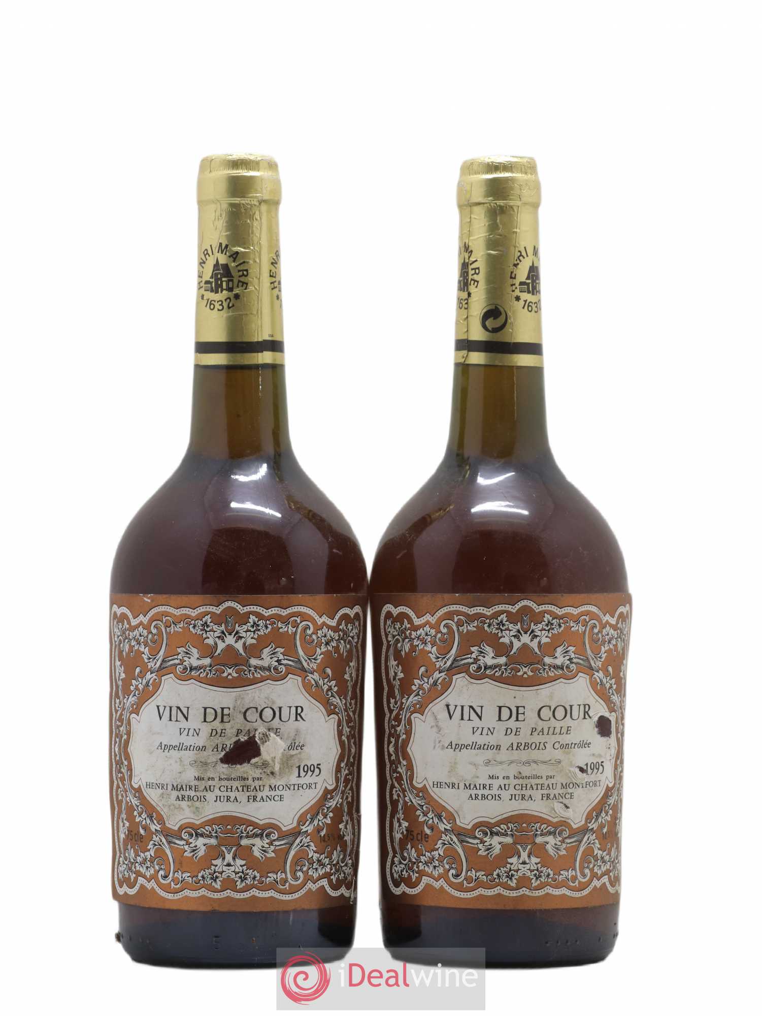 Côtes du Jura Vin de Paille Vin de cour Henri Maire Château de Montfort 1995 - Lotto di 2 bottiglie - 0