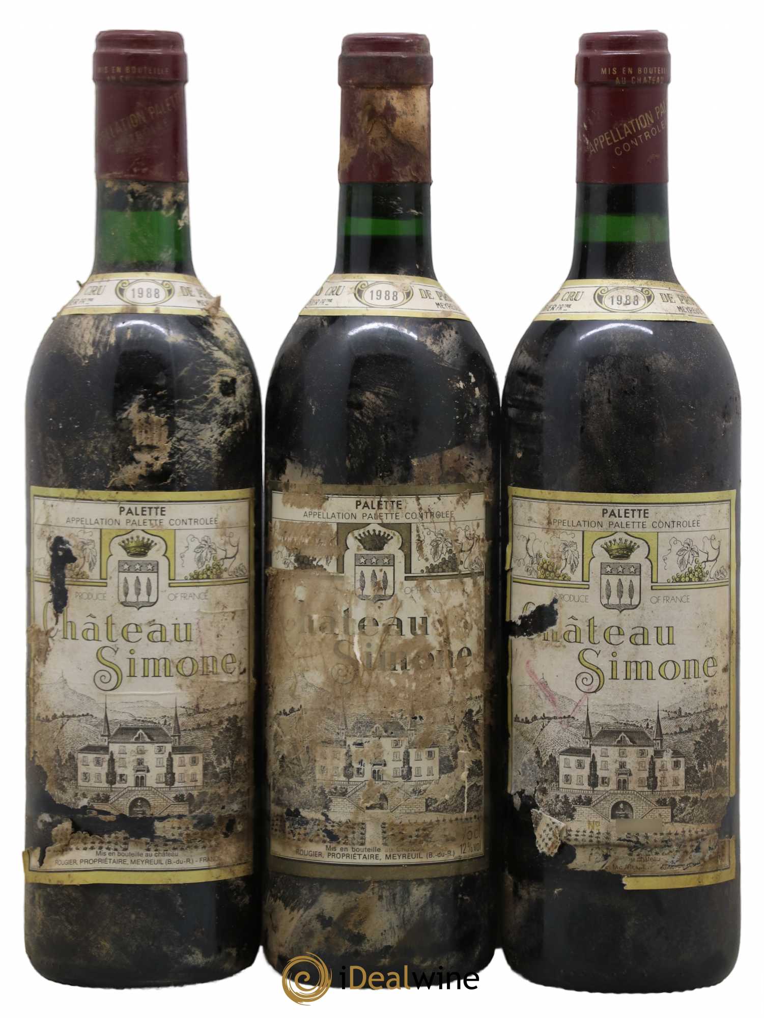 Palette Château Simone Famille Rougier 1988 - Posten von 3 Flaschen - 0