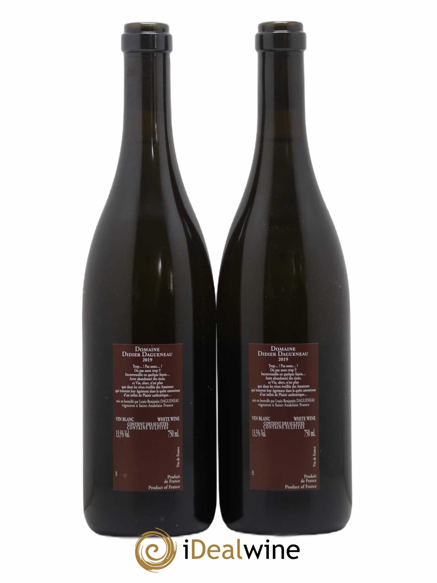 Vin de France (anciennement Pouilly-Fumé) Pur Sang Dagueneau (Domaine Didier - Louis-Benjamin) 2019 - Lot de 2 bouteilles - 1