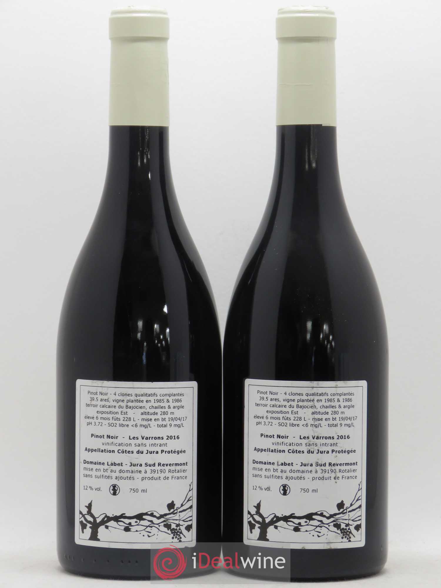 Côtes du Jura Pinot Noir Les Varrons Sélection Massale Romain - Julien - Charline Labet 2016 - Lot de 2 bouteilles - 1
