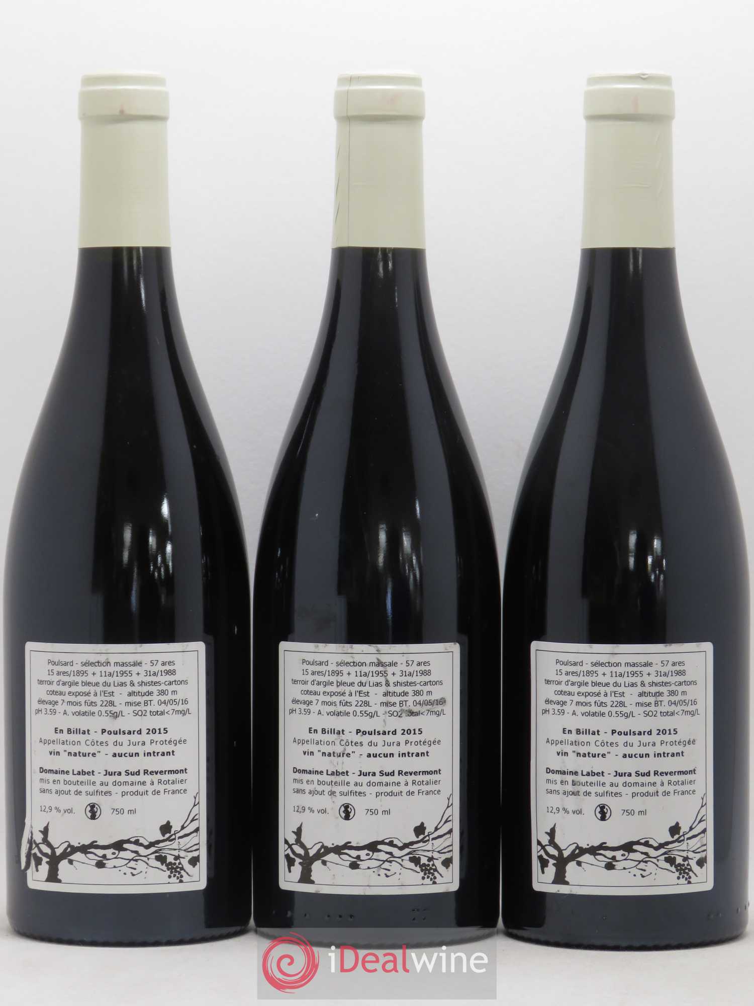 Côtes du Jura Poulsard En Billat Romain - Julien  - Charline Labet 2015 - Lot de 3 bouteilles - 1