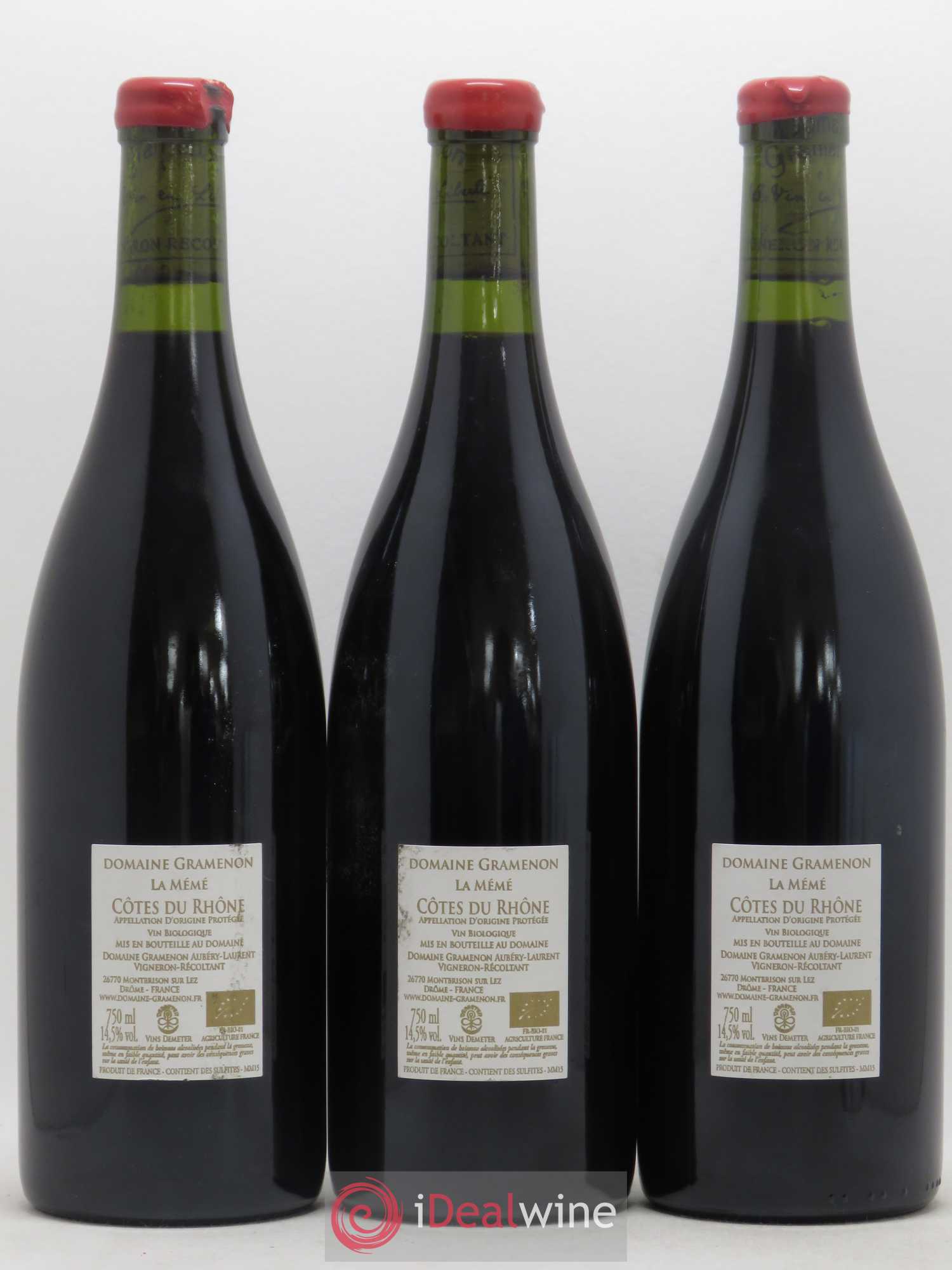 Côtes-du-Rhône La Mémé Ceps Centenaires Gramenon (Domaine) 2015 - Lot de 3 bouteilles - 1