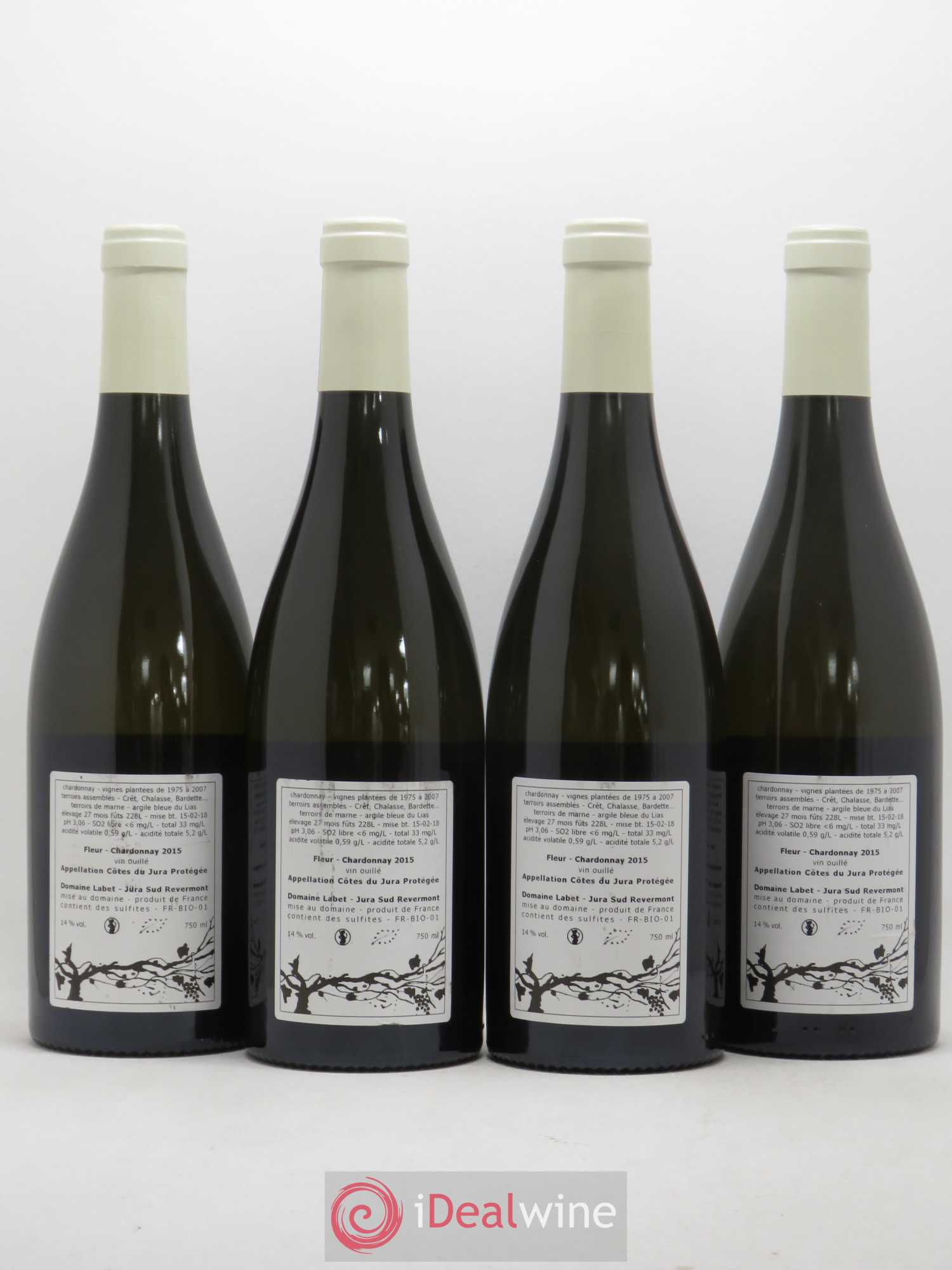 Côtes du Jura Fleur de Chardonnay Les Juvéniles Labet 2015 - Posten von 4 Flaschen - 1
