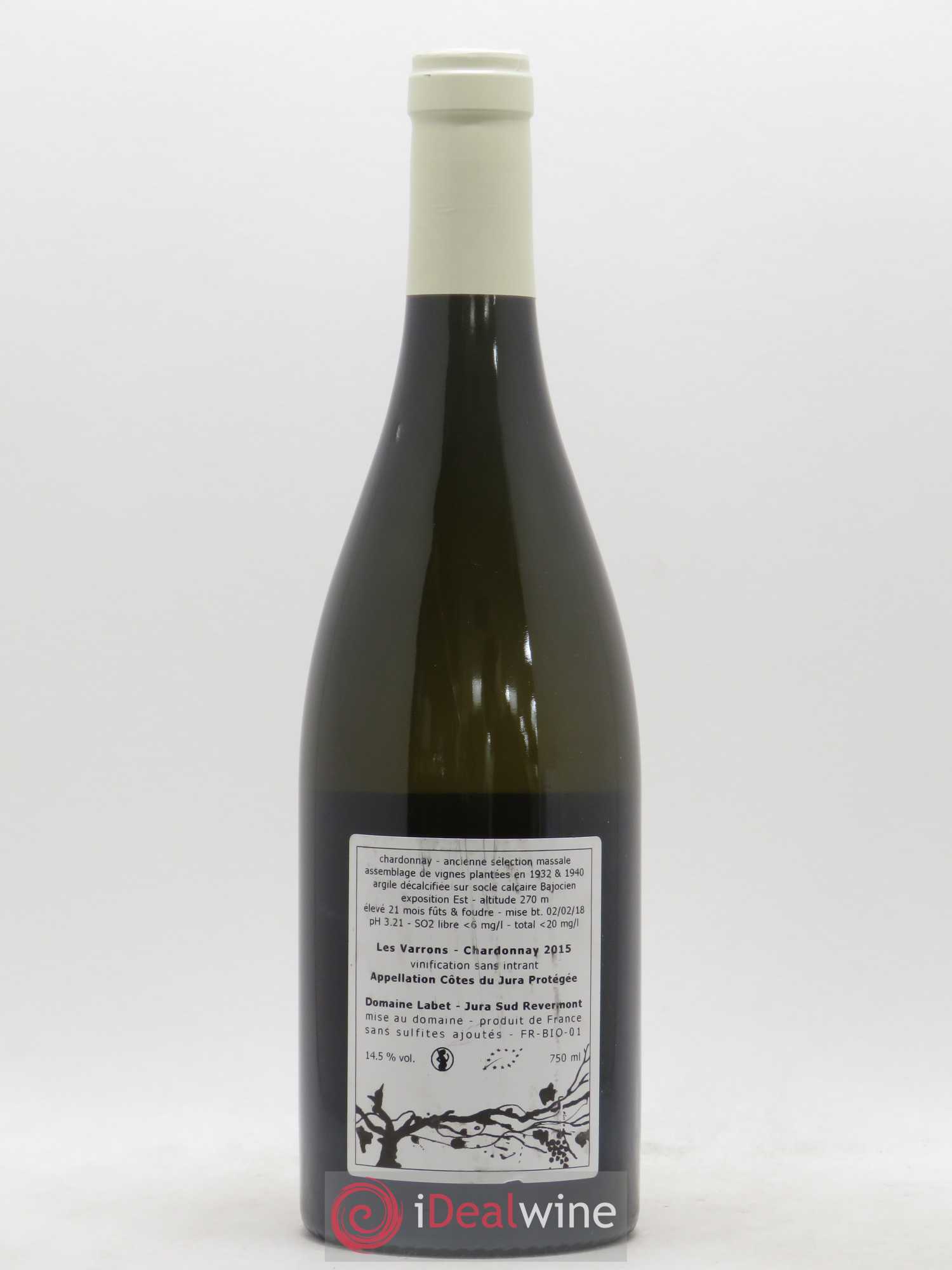 Côtes du Jura Chardonnay Les Varrons Romain - Julien - Charline Labet 2015 - Lot de 1 bouteille - 1