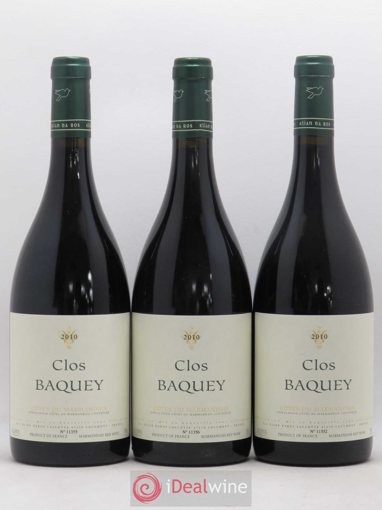 Côtes du Marmandais Clos Baquey Elian Da Ros (Domaine) 2010 - Lot de 3 bouteilles - 0