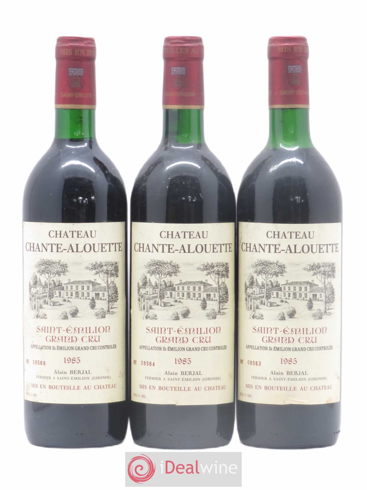 Saint-Émilion Grand Cru Château Chante Alouette 1985 - Lot de 3 bouteilles - 0