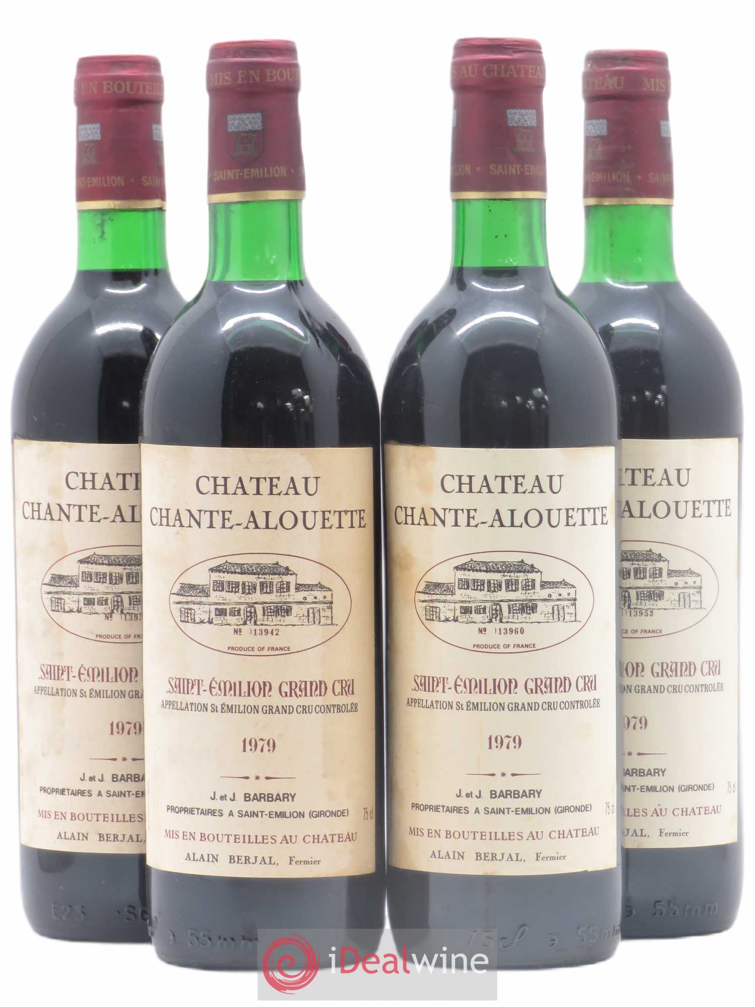 Saint-Émilion Grand Cru Château Chante Alouette 1979 - Lot de 4 bouteilles - 0