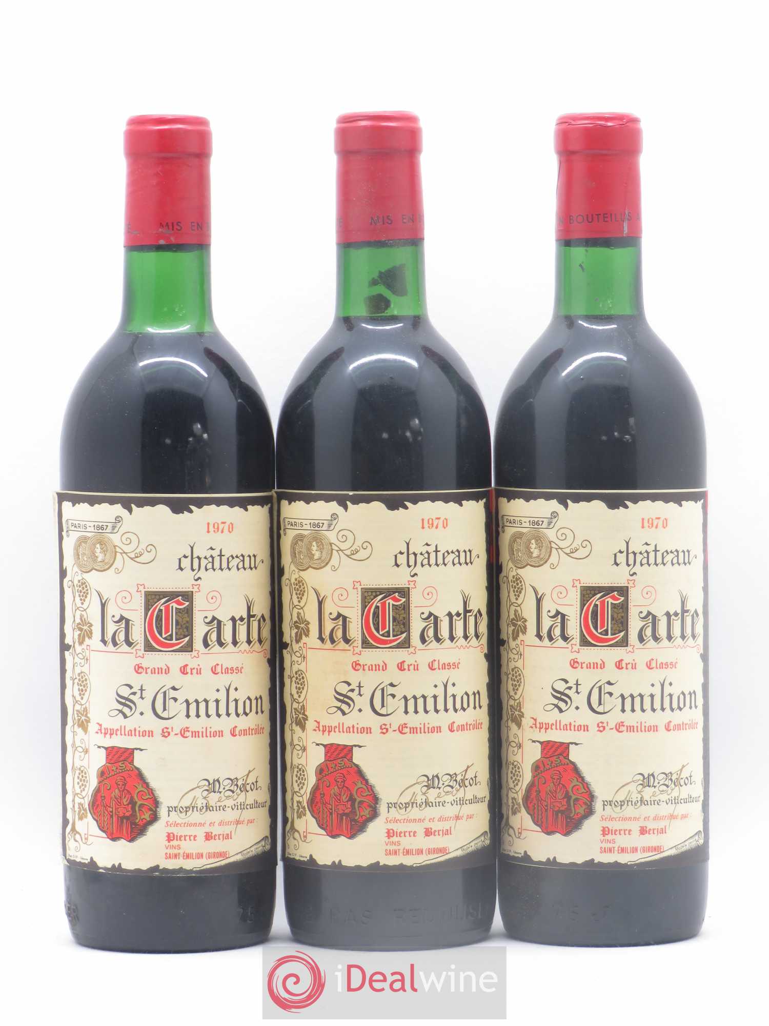 Saint-Émilion Grand Cru Château La Carte 1970 - Lot de 12 bouteilles - 1