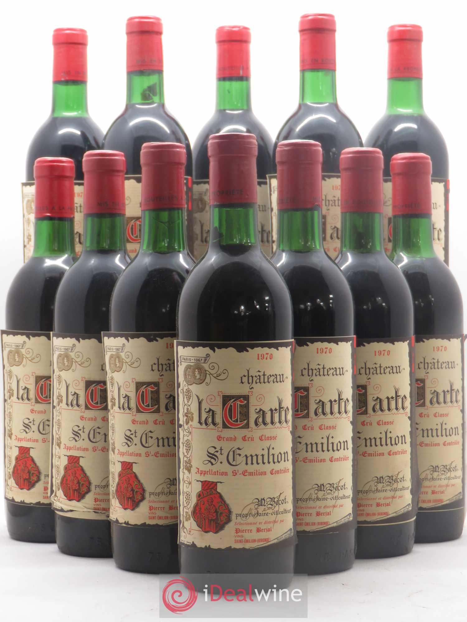 Saint-Émilion Grand Cru Château La Carte 1970 - Lot de 12 bouteilles - 0