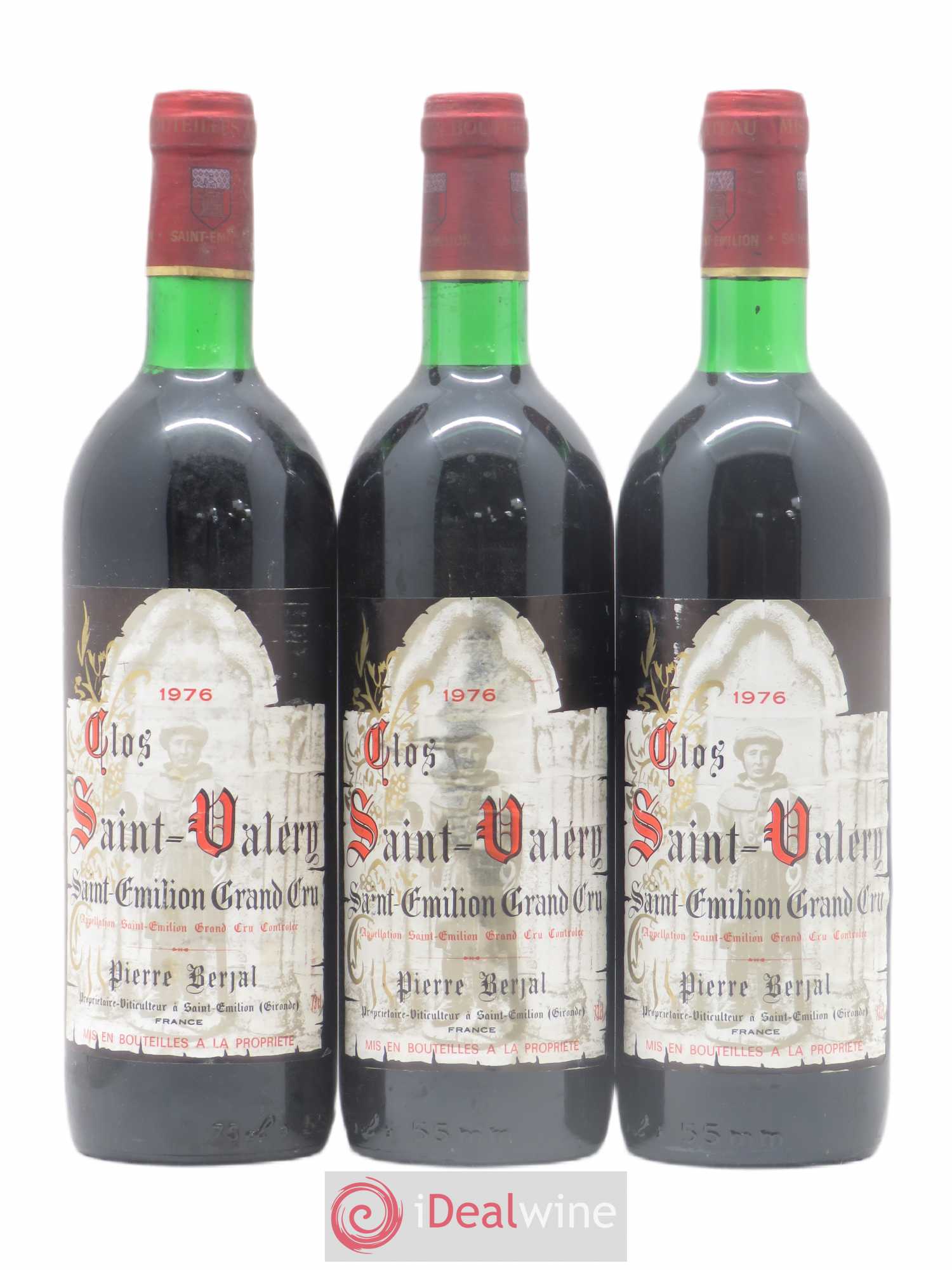 Saint-Émilion Grand Cru Clos Saint Valery 1976 - Lot de 3 bouteilles - 0