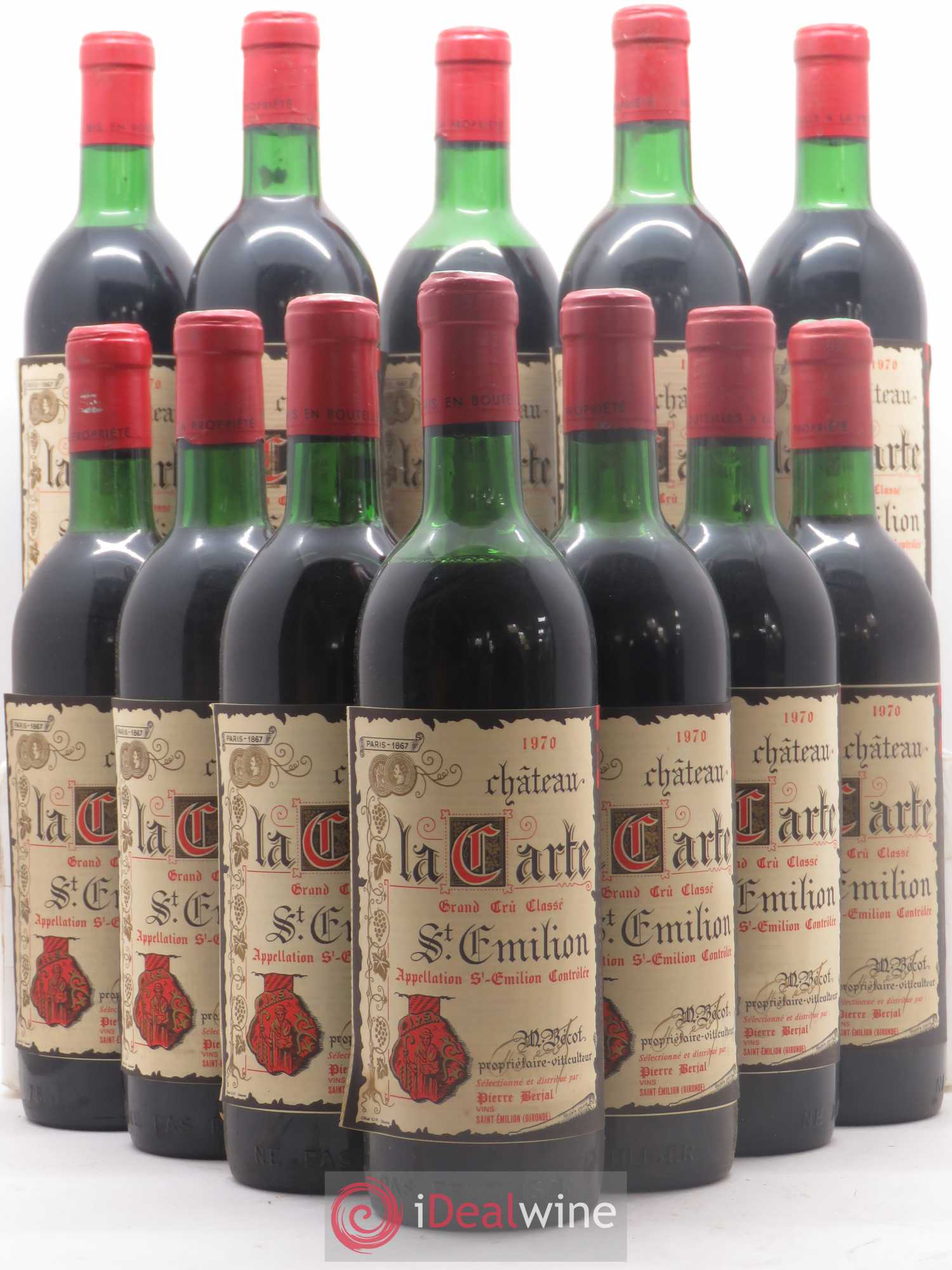 Saint-Émilion Grand Cru Château La Carte 1970 - Lot de 12 bouteilles - 0