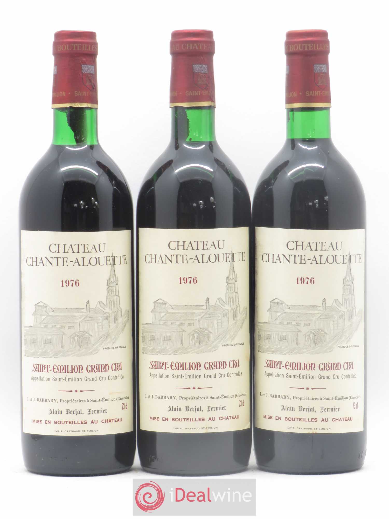 Saint-Émilion Grand Cru Château Chante Alouette 1976 - Lot de 3 bouteilles - 0