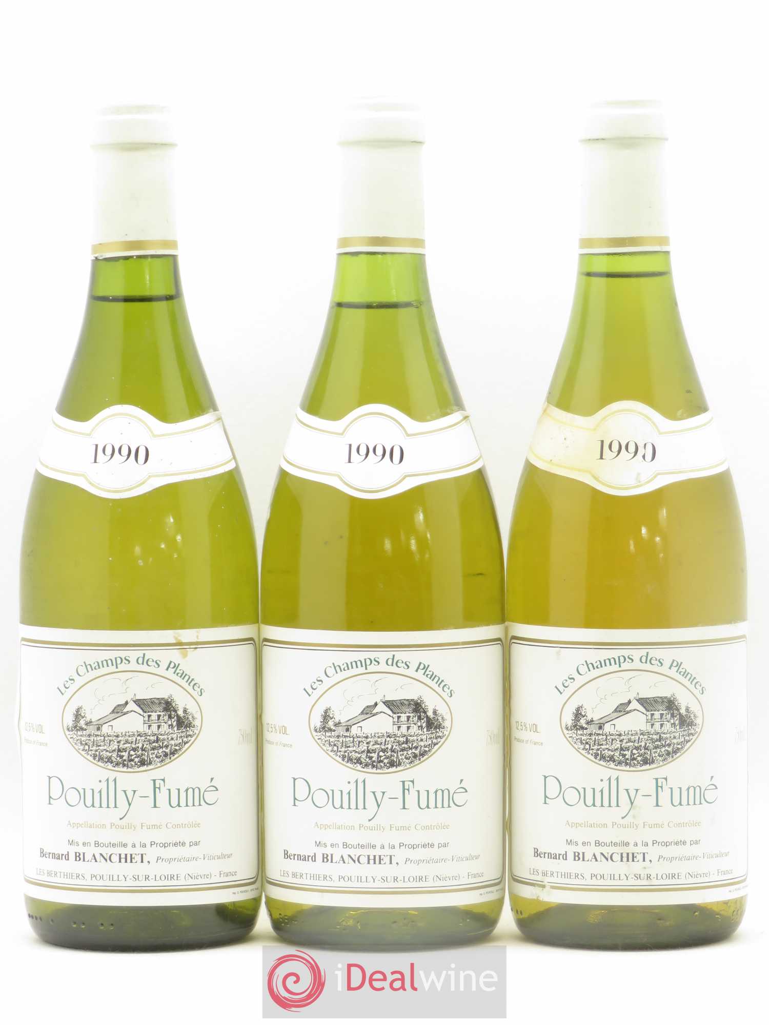 Pouilly-Fumé Les Champs des Plantes Bernard Blanchet 1990 - Lot de 3 bouteilles - 0