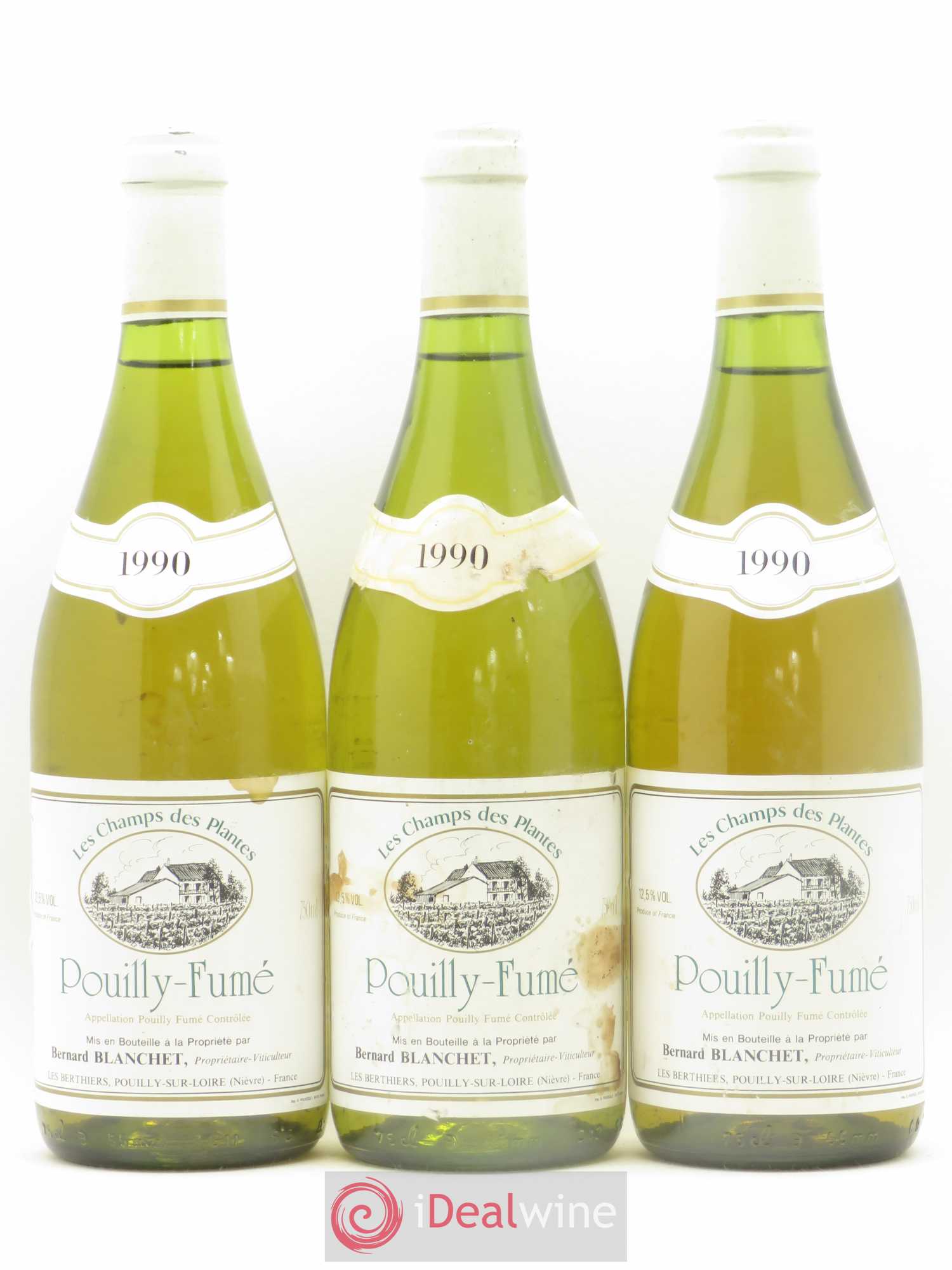 Pouilly-Fumé Les Champs des Plantes Bernard Blanchet 1990 - Posten von 3 Flaschen - 0