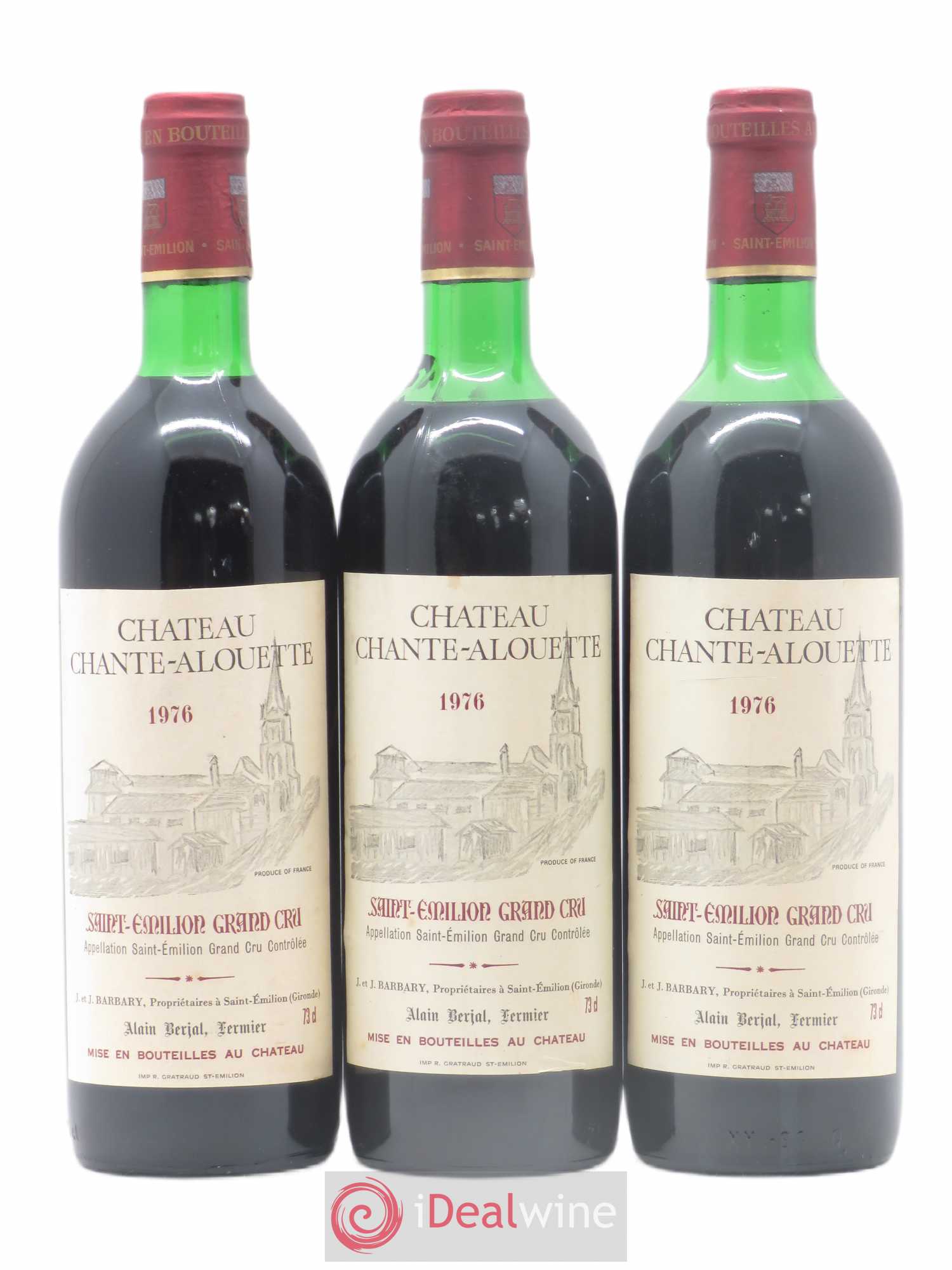 Saint-Émilion Grand Cru Château Chante Alouette 1976 - Lot de 3 bouteilles - 0