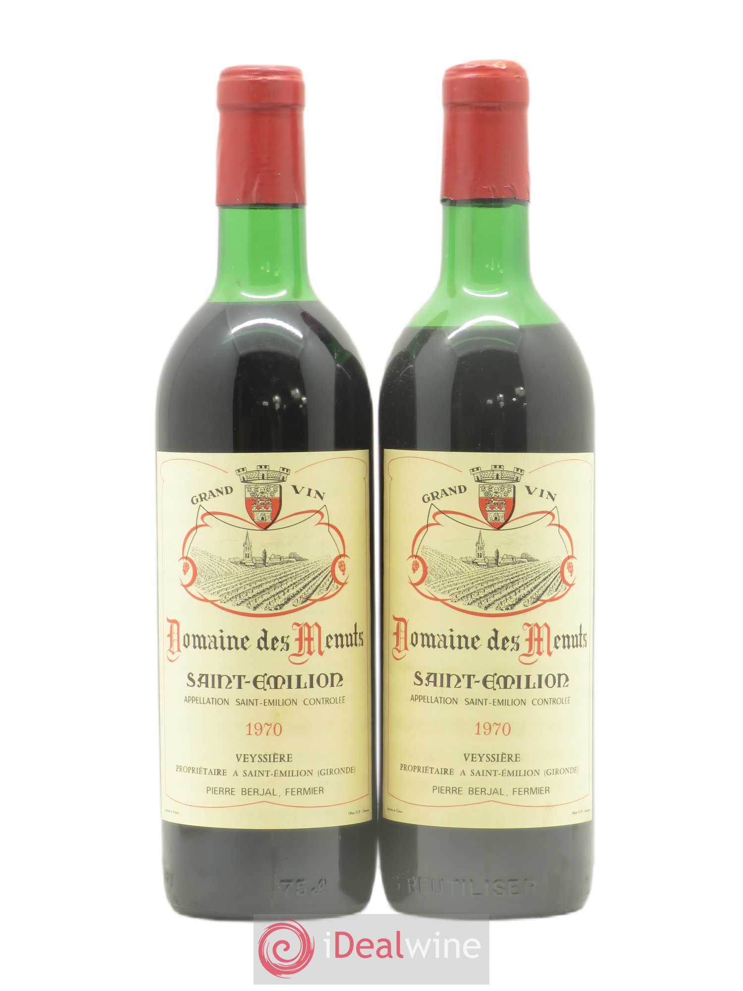 Saint-Émilion Domaine des Menuts 1970 - Posten von 2 Flaschen - 0