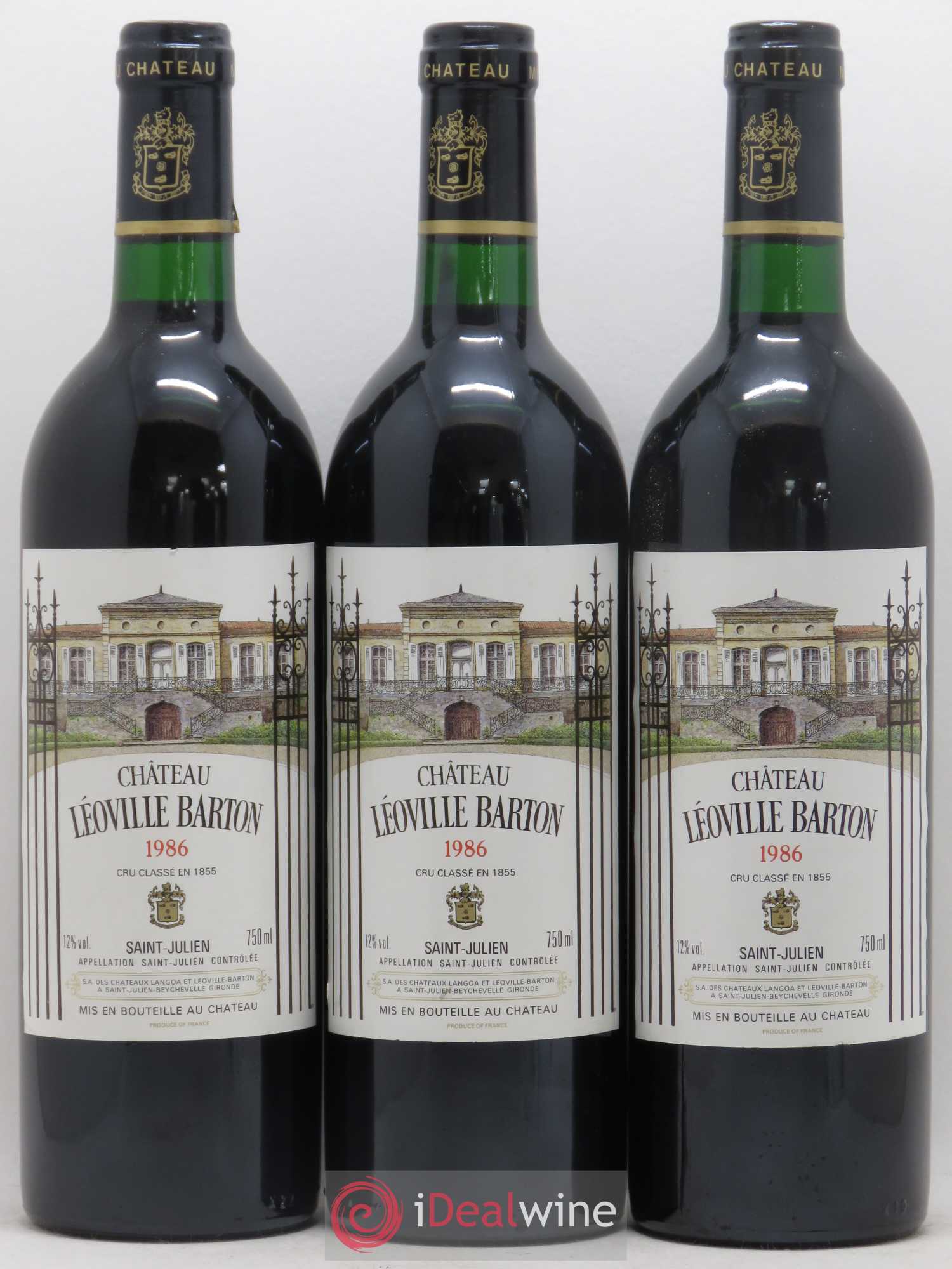 Château Léoville Barton 2ème Grand Cru Classé 1986 - Lot de 3 bouteilles - 0