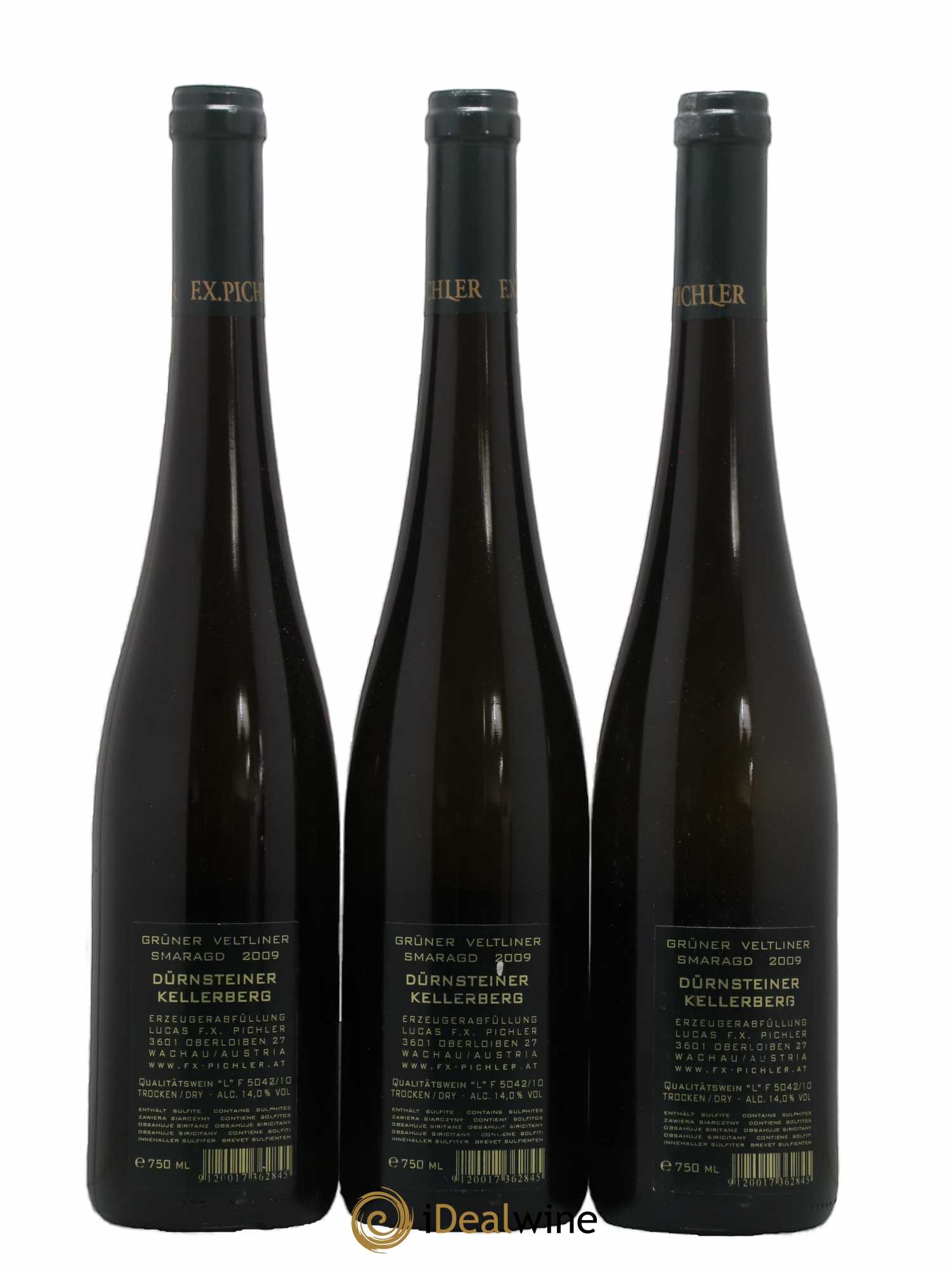 Autriche FX Pichler Durnsteiner Kellerberg Gruner Vetliner Smaragd 2009 - Posten von 3 Flaschen - 1