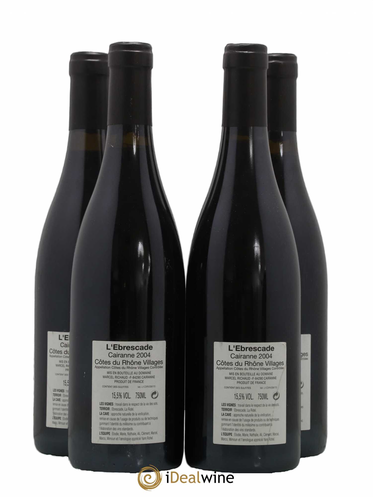 Cairanne Ebrescade Marcel Richaud 2004 - Lot de 4 bouteilles - 1