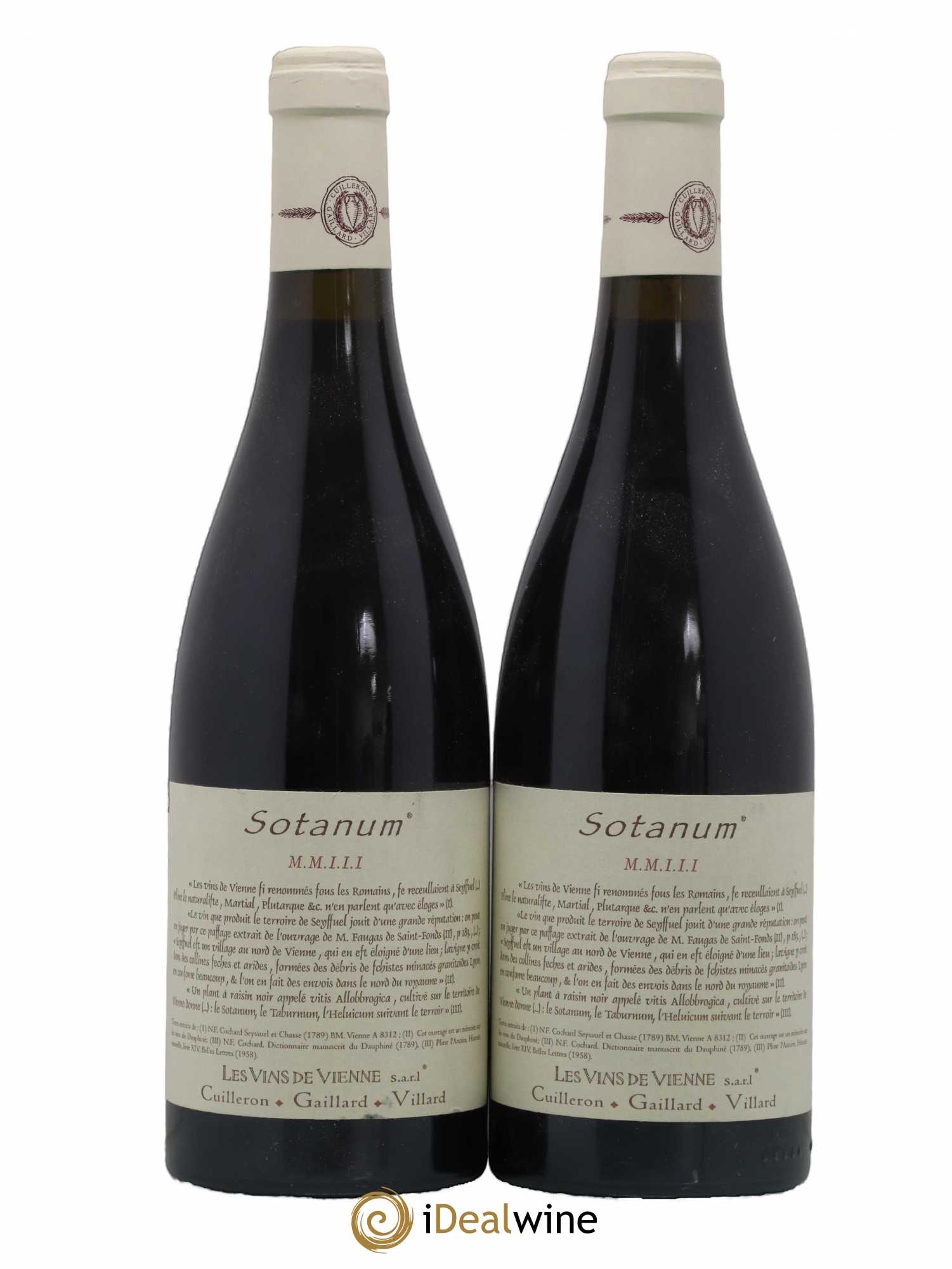 Collines Rhodaniennes Sotanum Les Vins de Vienne 2003 - Lot de 2 bouteilles - 0