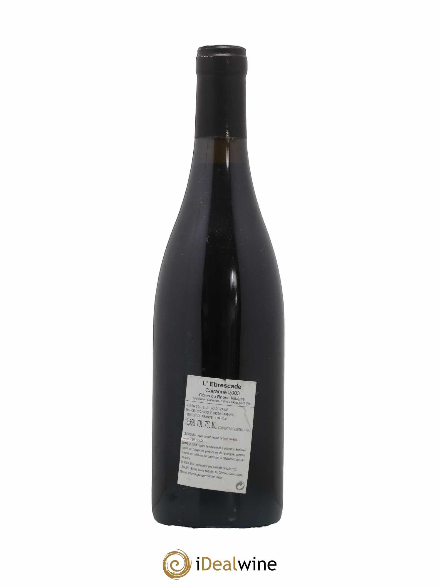 Cairanne Ebrescade Marcel Richaud 2003 - Lot de 1 bouteille - 1