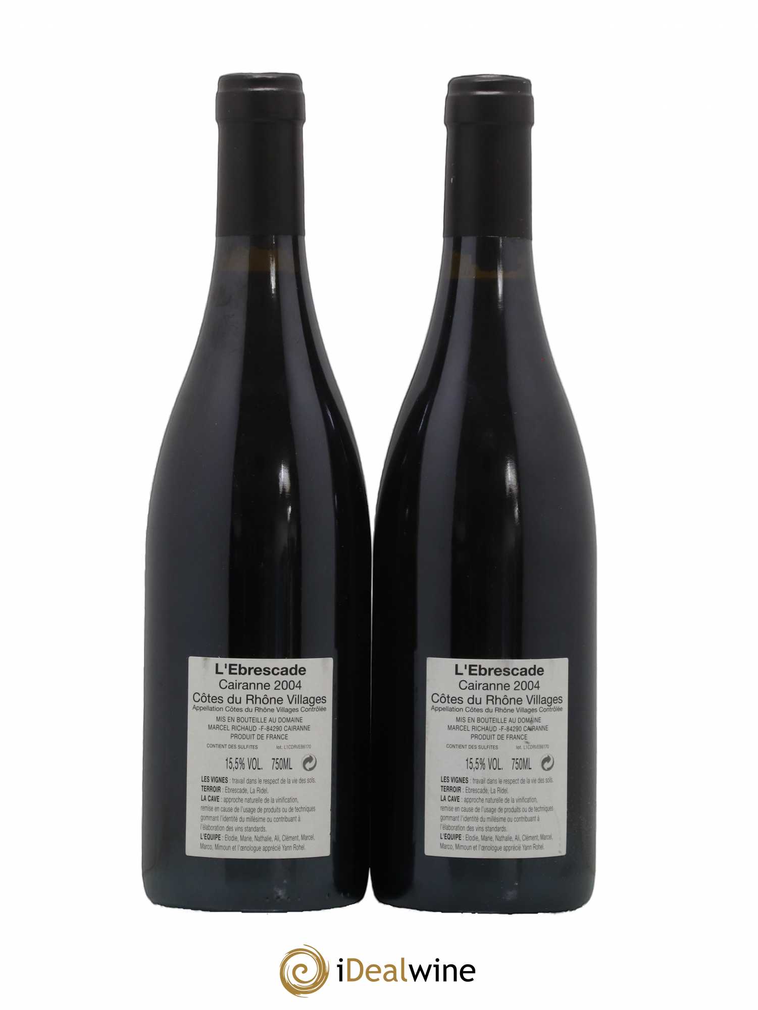 Cairanne Ebrescade Marcel Richaud 2004 - Lot de 2 bouteilles - 1
