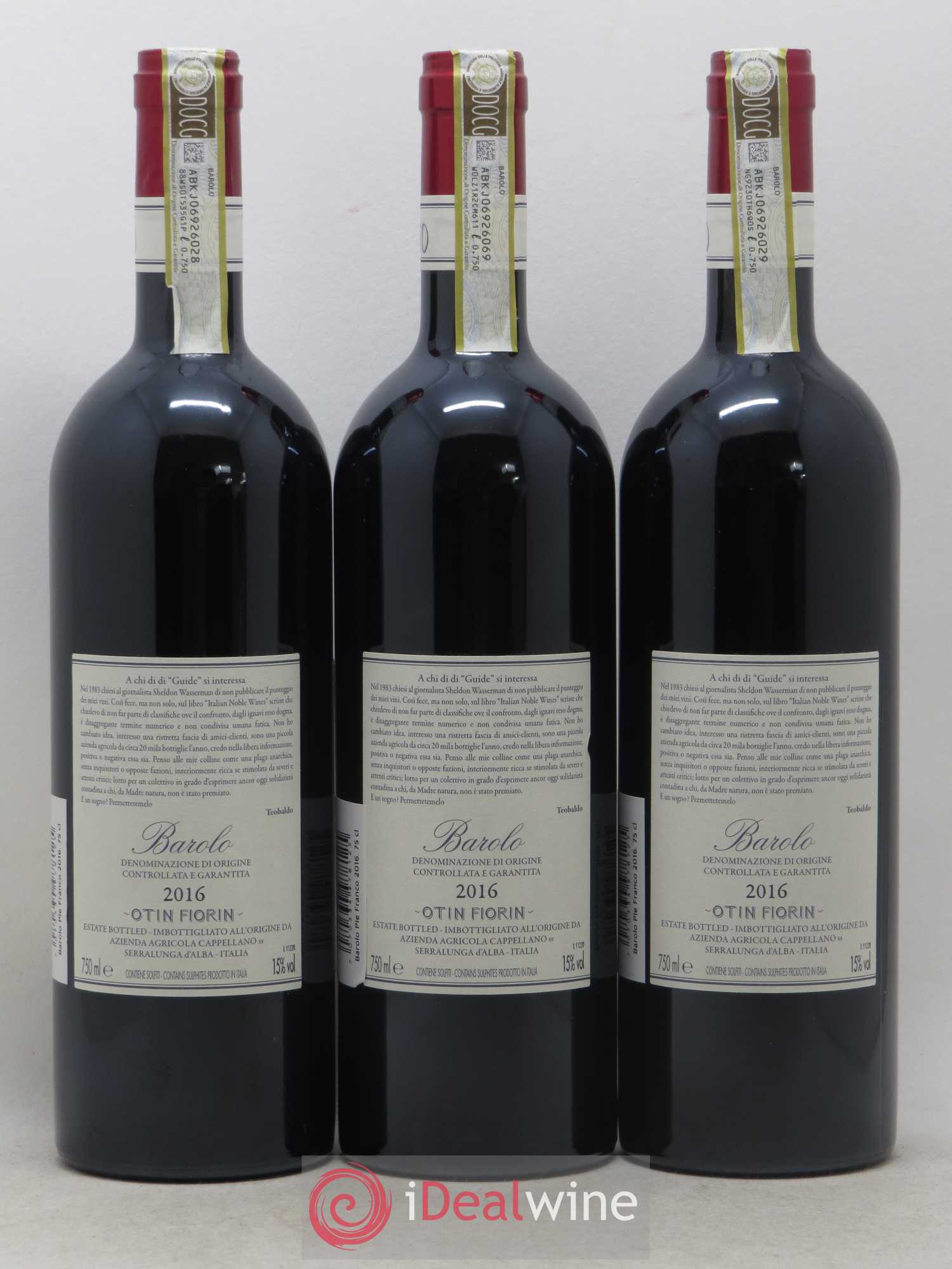 Barolo DOCG Pie Franco Cappellano 2016 - Lot of 3 bottles - 1