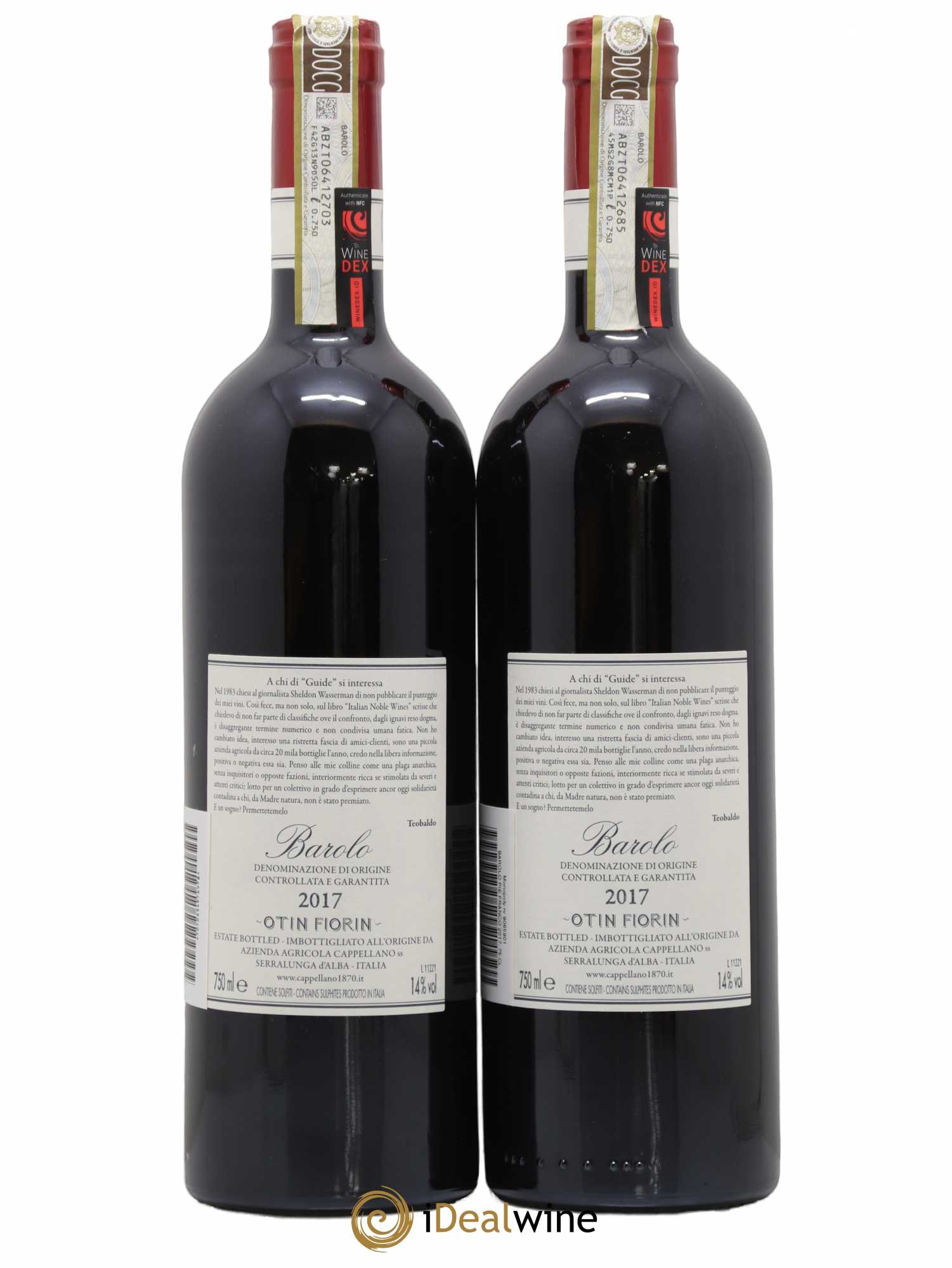 Barolo DOCG Pié Franco Cappellano 2017 - Lot de 2 bouteilles - 1