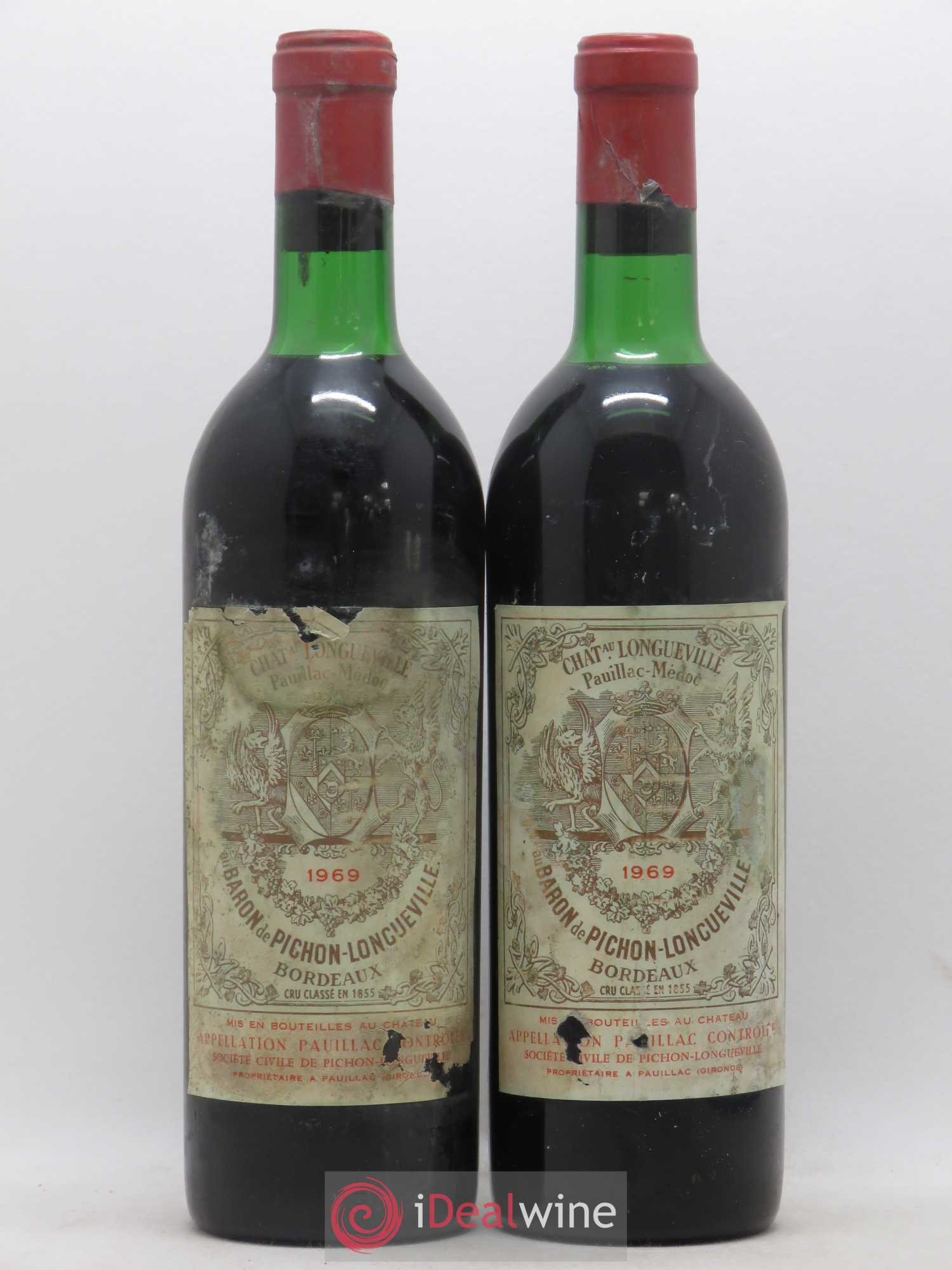 Pichon Longueville Baron 2ème Grand Cru Classé 1969 - Lot de 2 bouteilles - 0