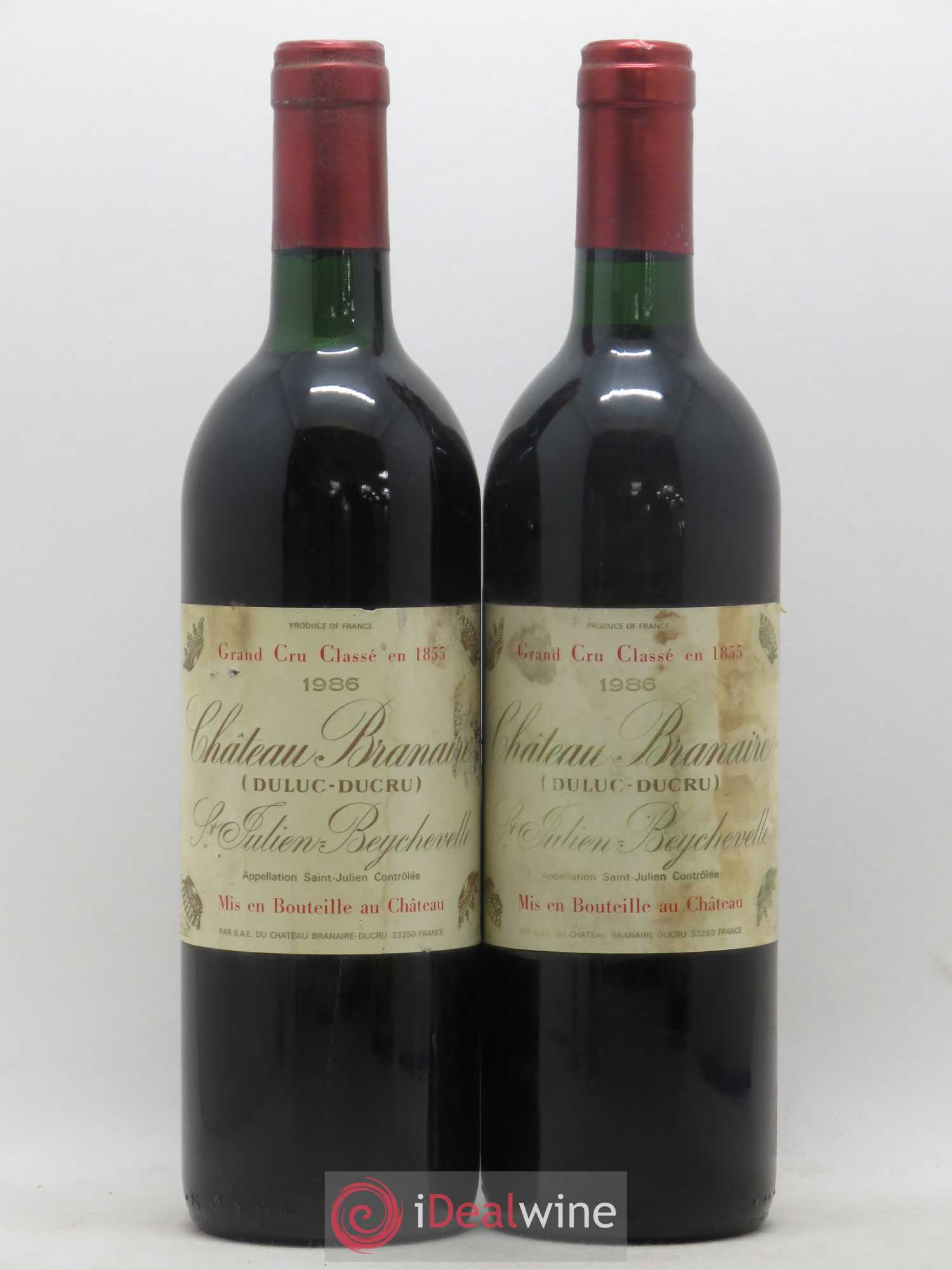 Château Branaire Ducru 4ème Grand Cru Classé 1986 - Lot de 2 bouteilles - 0