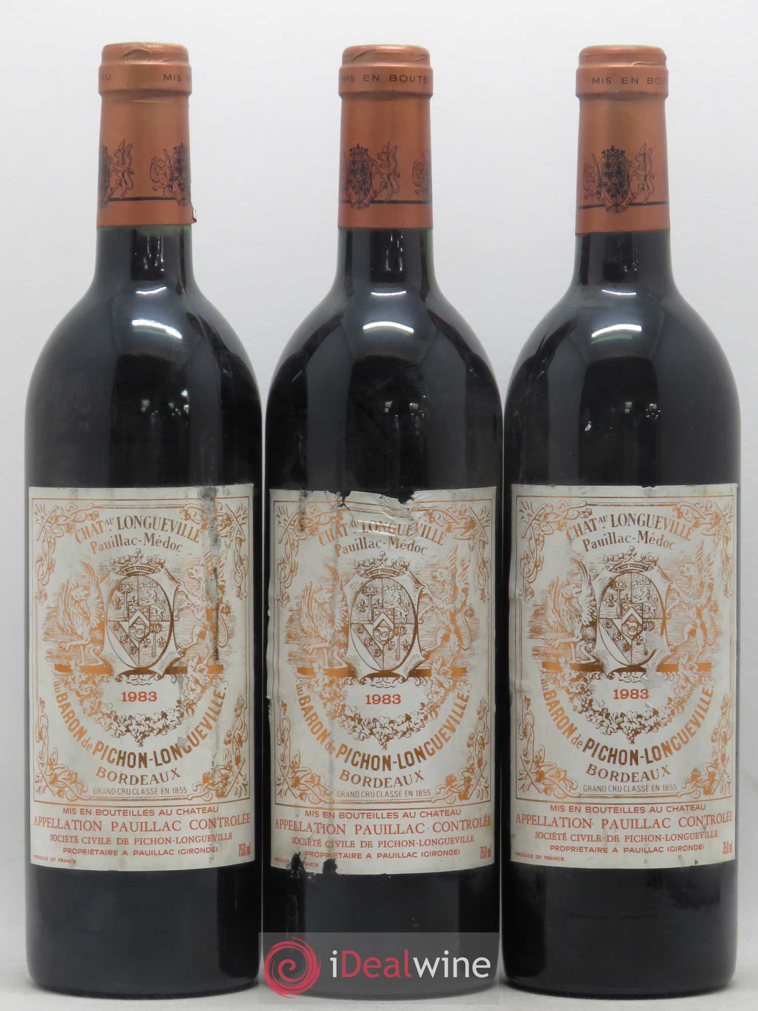 Pichon Longueville Baron 2ème Grand Cru Classé 1983 - Lot de 3 bouteilles - 0