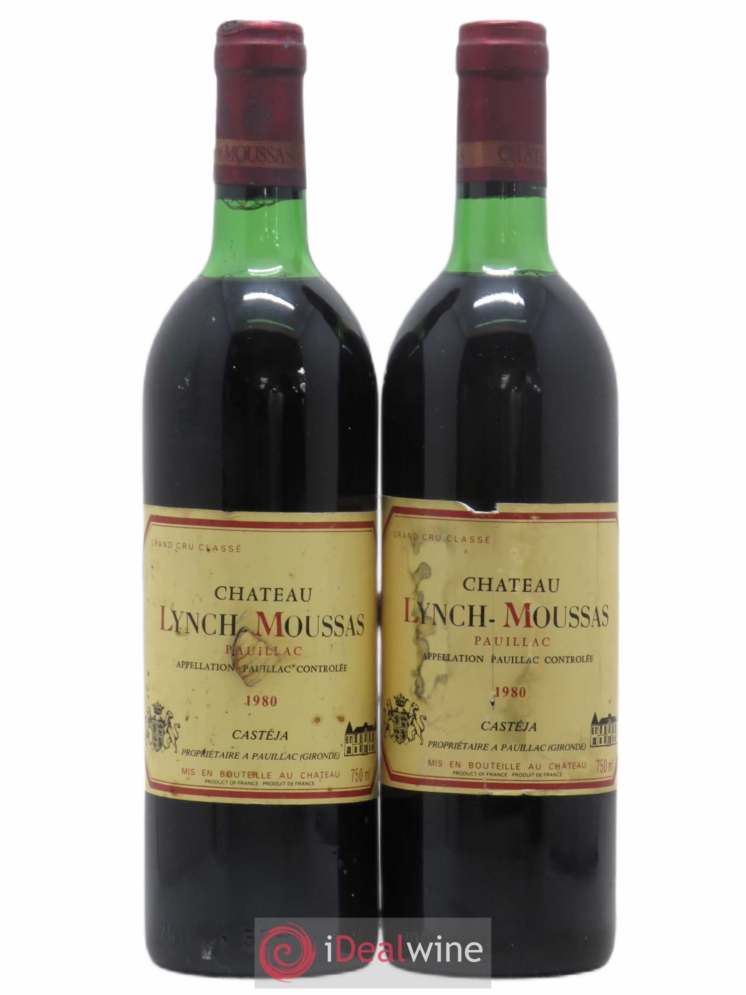 Château Lynch Moussas 5ème Grand Cru Classé 1980 - Lot de 2 bouteilles - 0