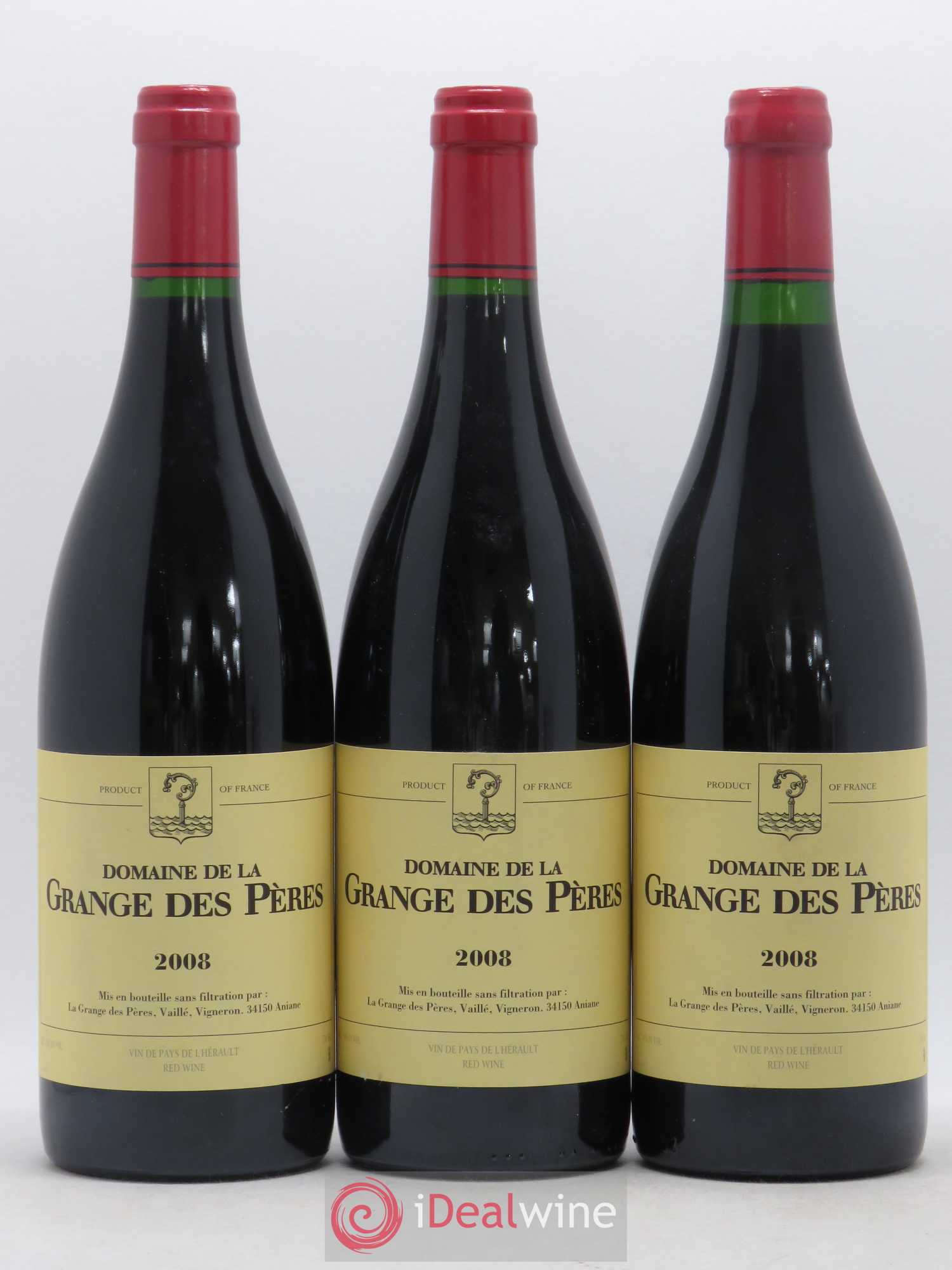 Pays d'Hérault Grange des Pères Laurent Vaillé 2008 - Lot de 3 bouteilles - 0