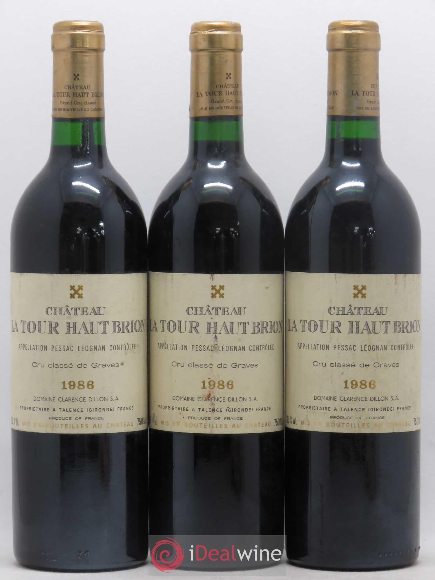 Château la Tour Haut-Brion Cru Classé de Graves 1986 - Lot de 3 bouteilles - 0