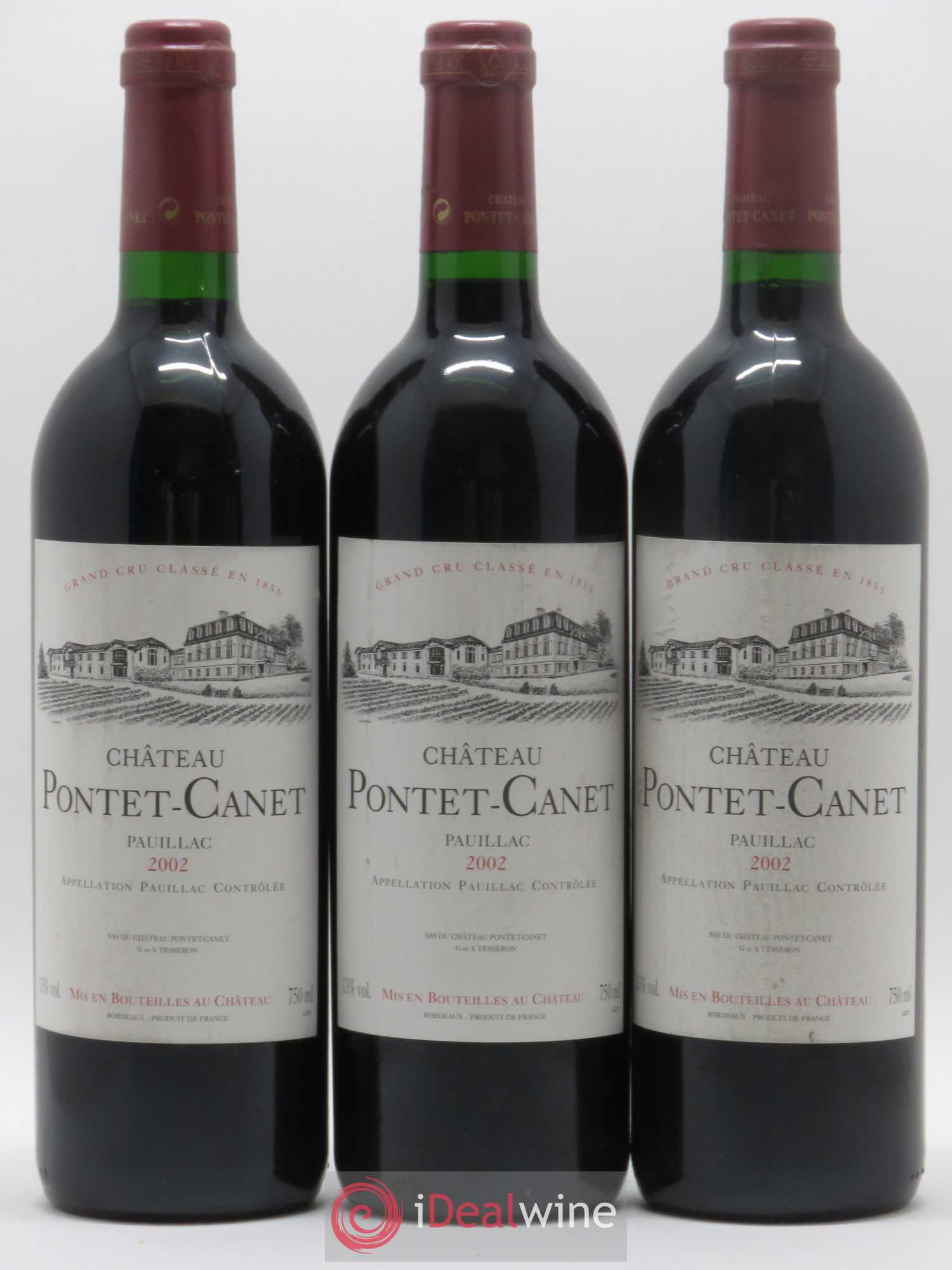 Château Pontet Canet 5ème Grand Cru Classé 2002 - Lot de 3 bouteilles - 0