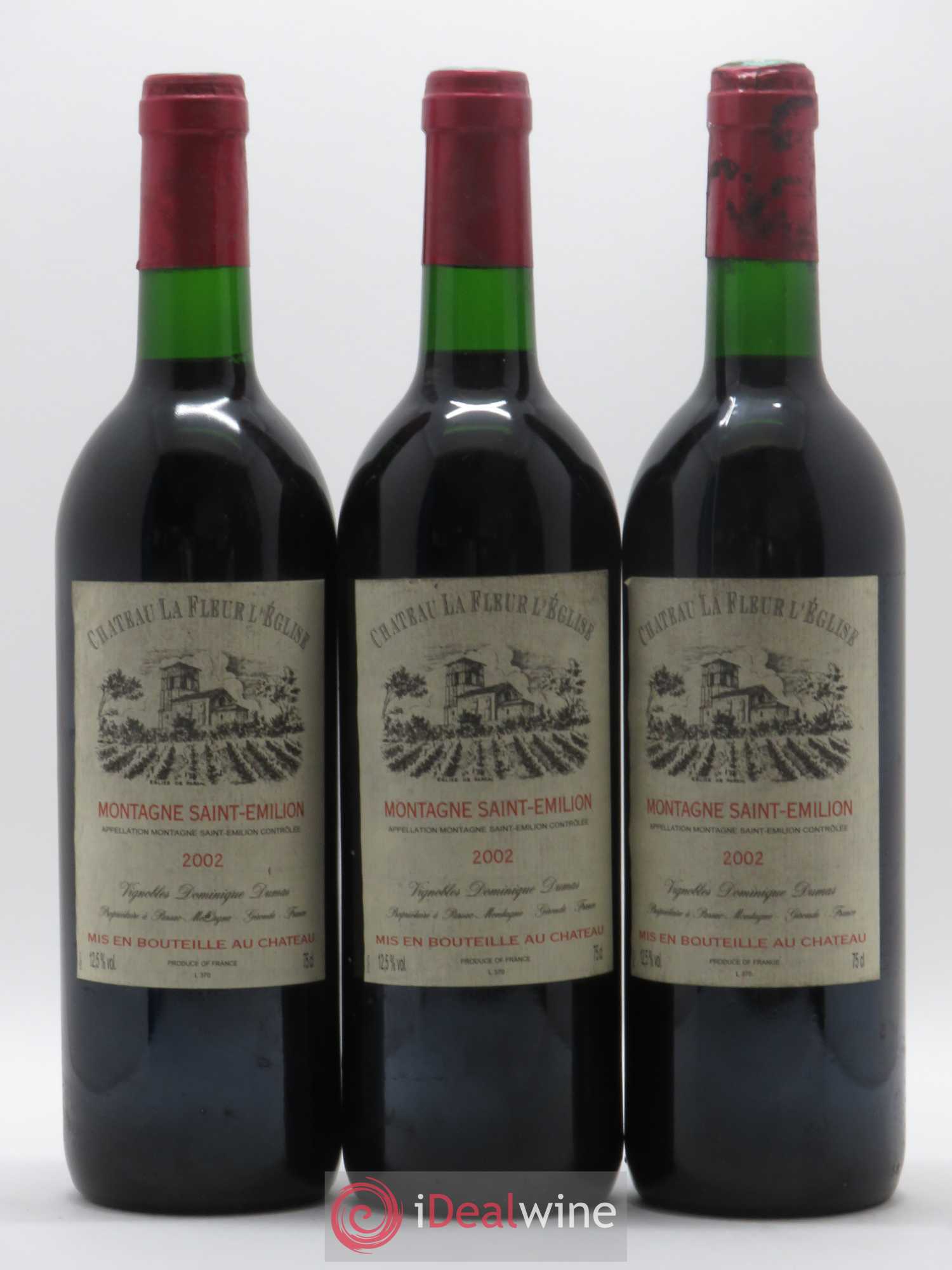 Saint-Émilion Grand Cru Château La Fleur l'Eglise 2002 - Posten von 3 Flaschen - 0