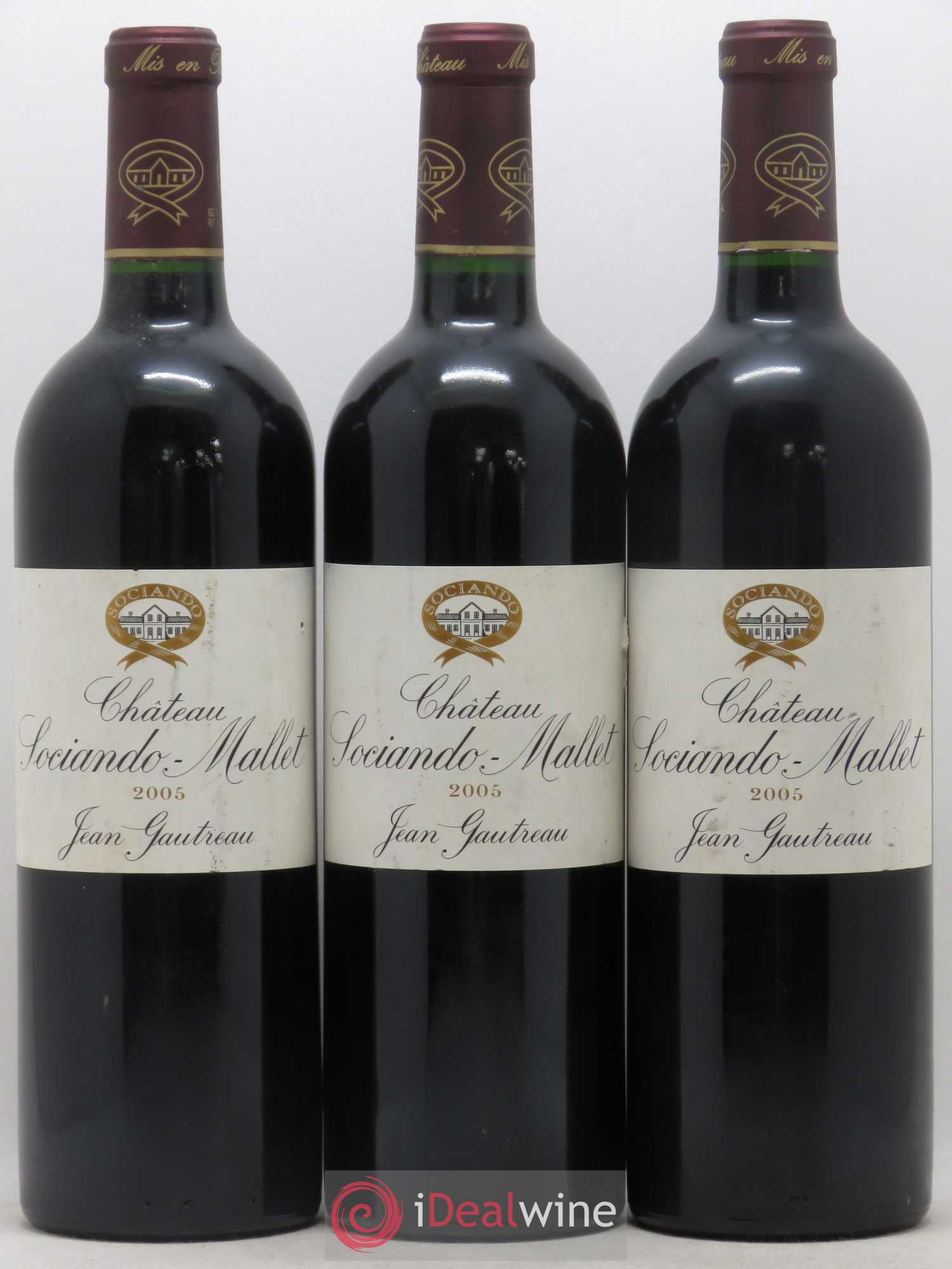 Château Sociando Mallet 2005 - Lot de 3 bouteilles - 0