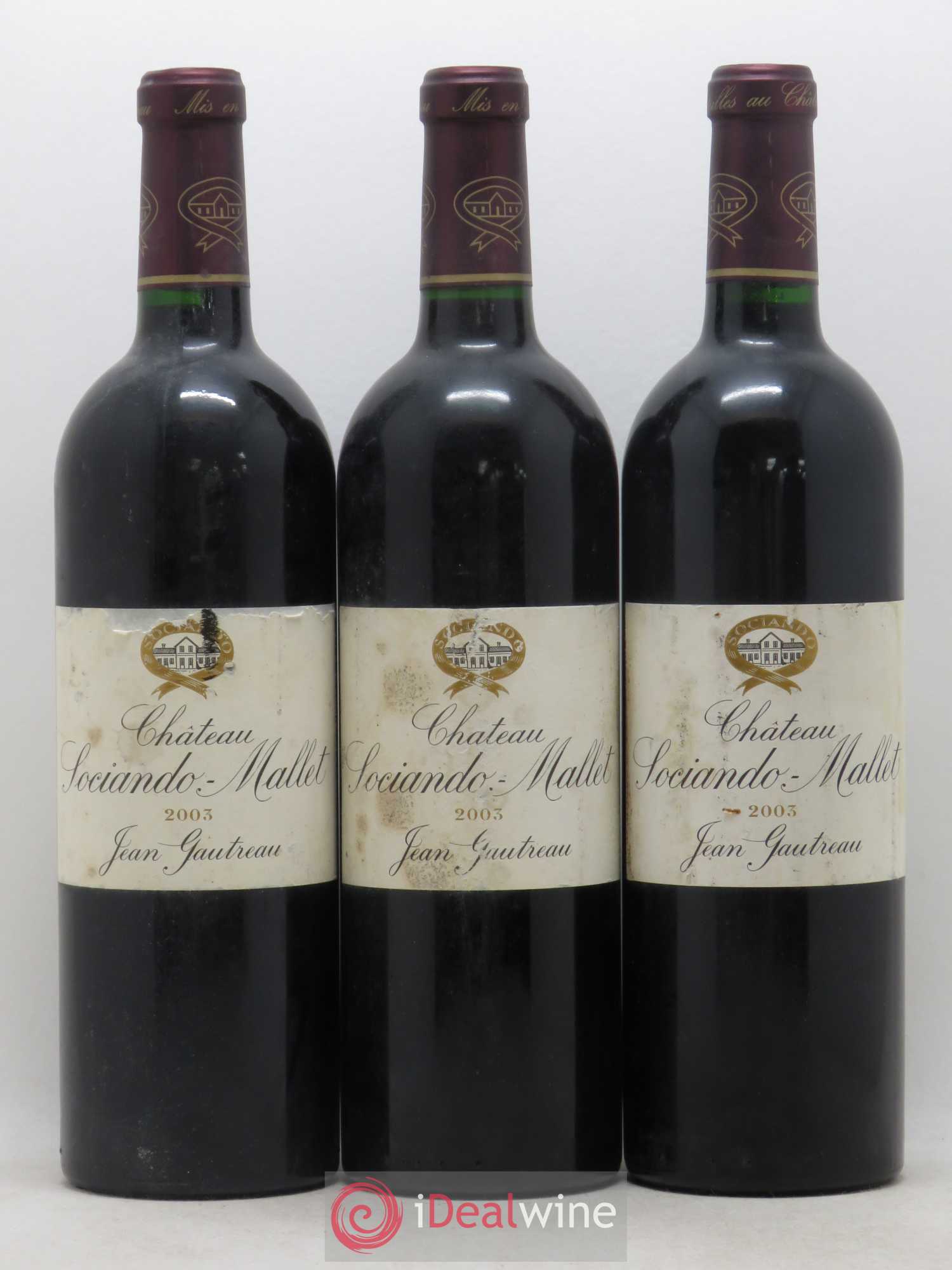 Château Sociando Mallet 2003 - Lot de 3 bouteilles - 0