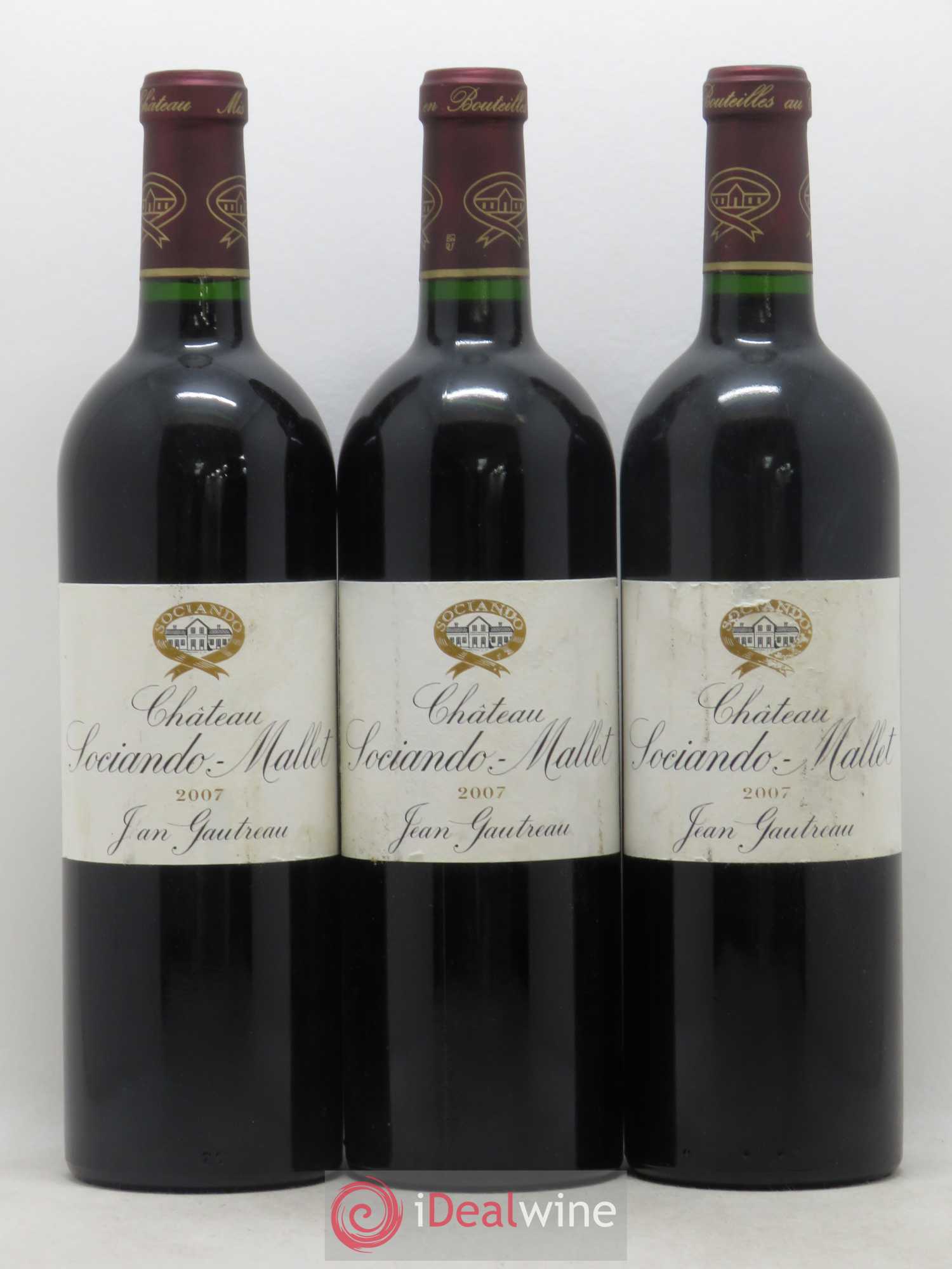 Château Sociando Mallet 2007 - Lot de 3 bouteilles - 0