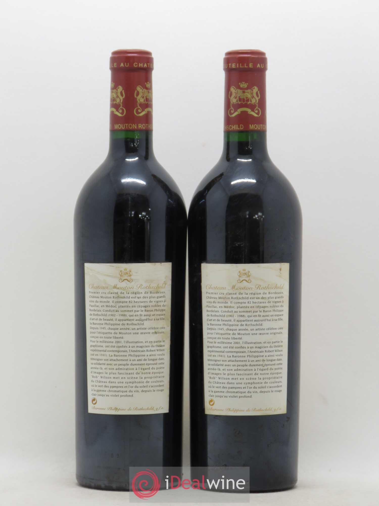 Château Mouton Rothschild 1er Grand Cru Classé 2001 - Lot de 2 bouteilles - 1