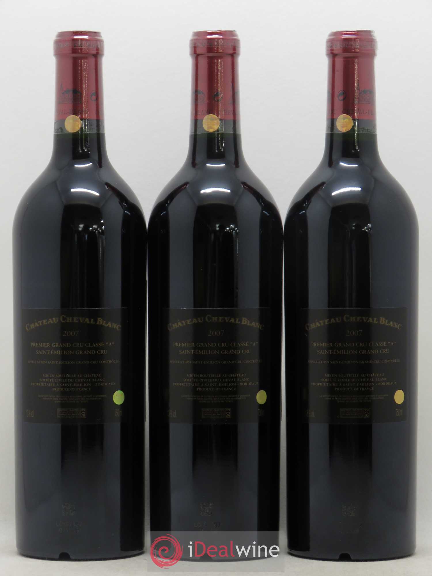 Château Cheval Blanc 1er Grand Cru Classé A 2007 - Lot de 3 bouteilles - 1