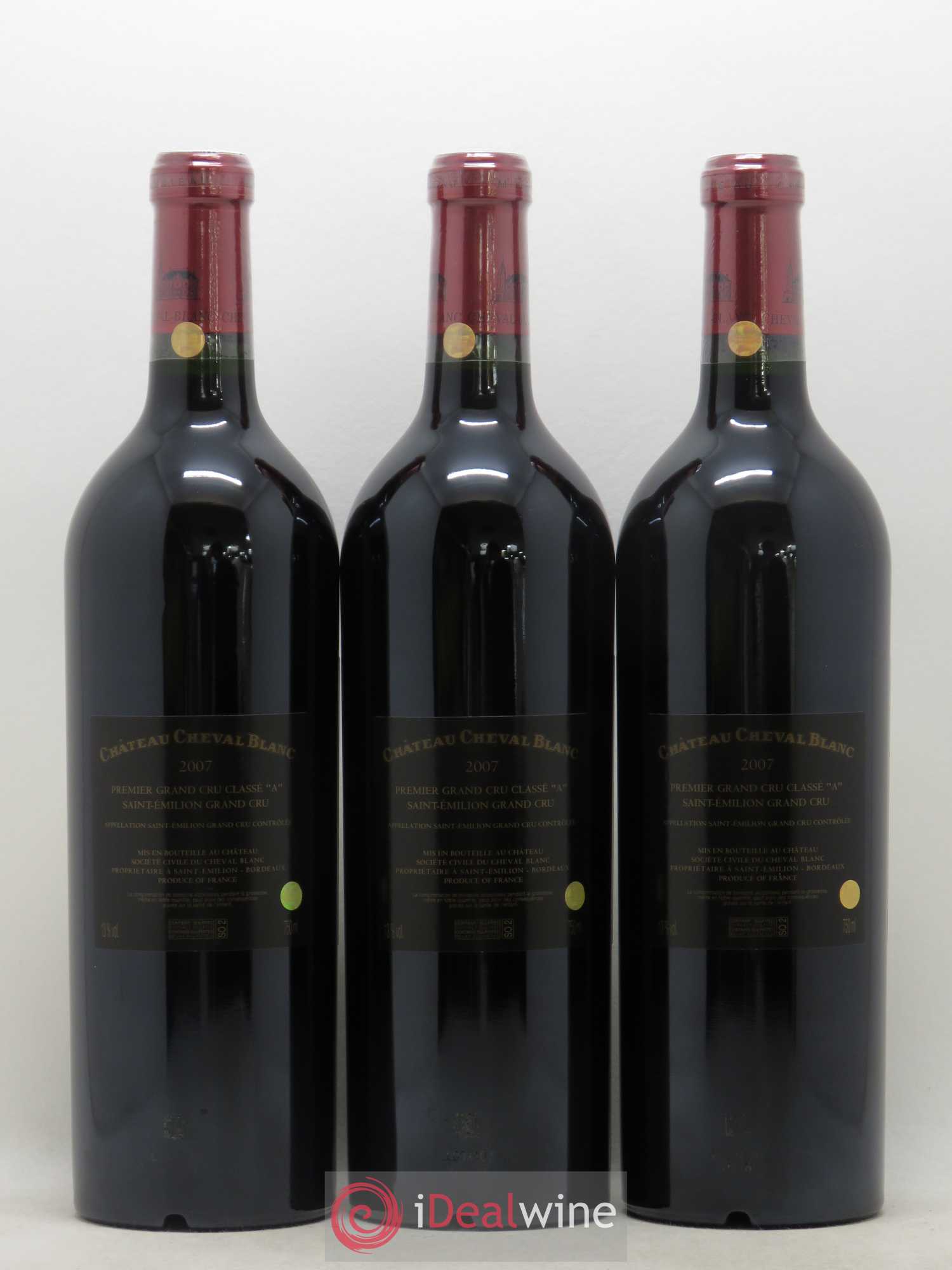 Château Cheval Blanc 1er Grand Cru Classé A 2007 - Lot de 3 bouteilles - 1