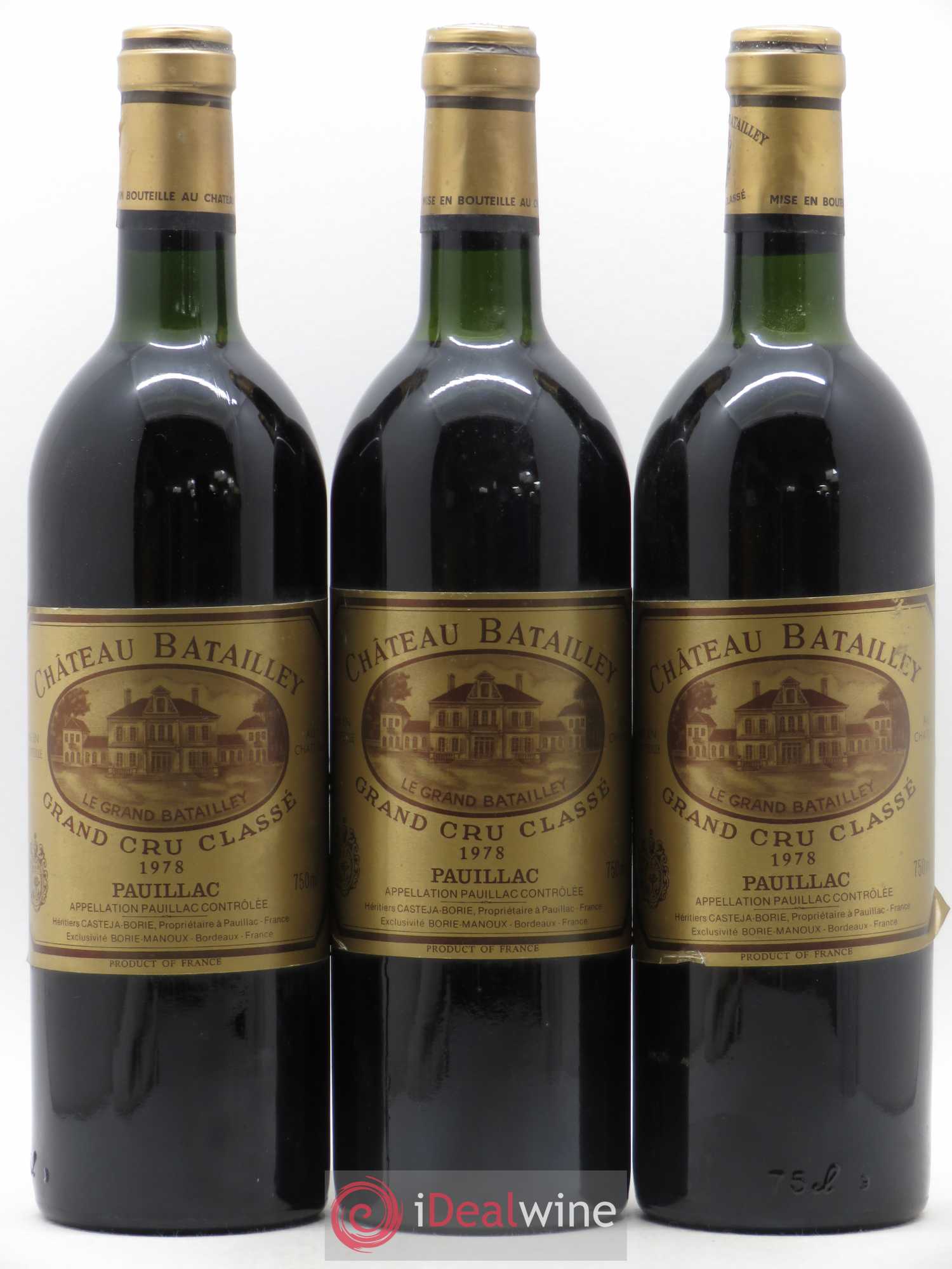 Château Batailley 5ème Grand Cru Classé 1978 - Lot de 3 bouteilles - 0
