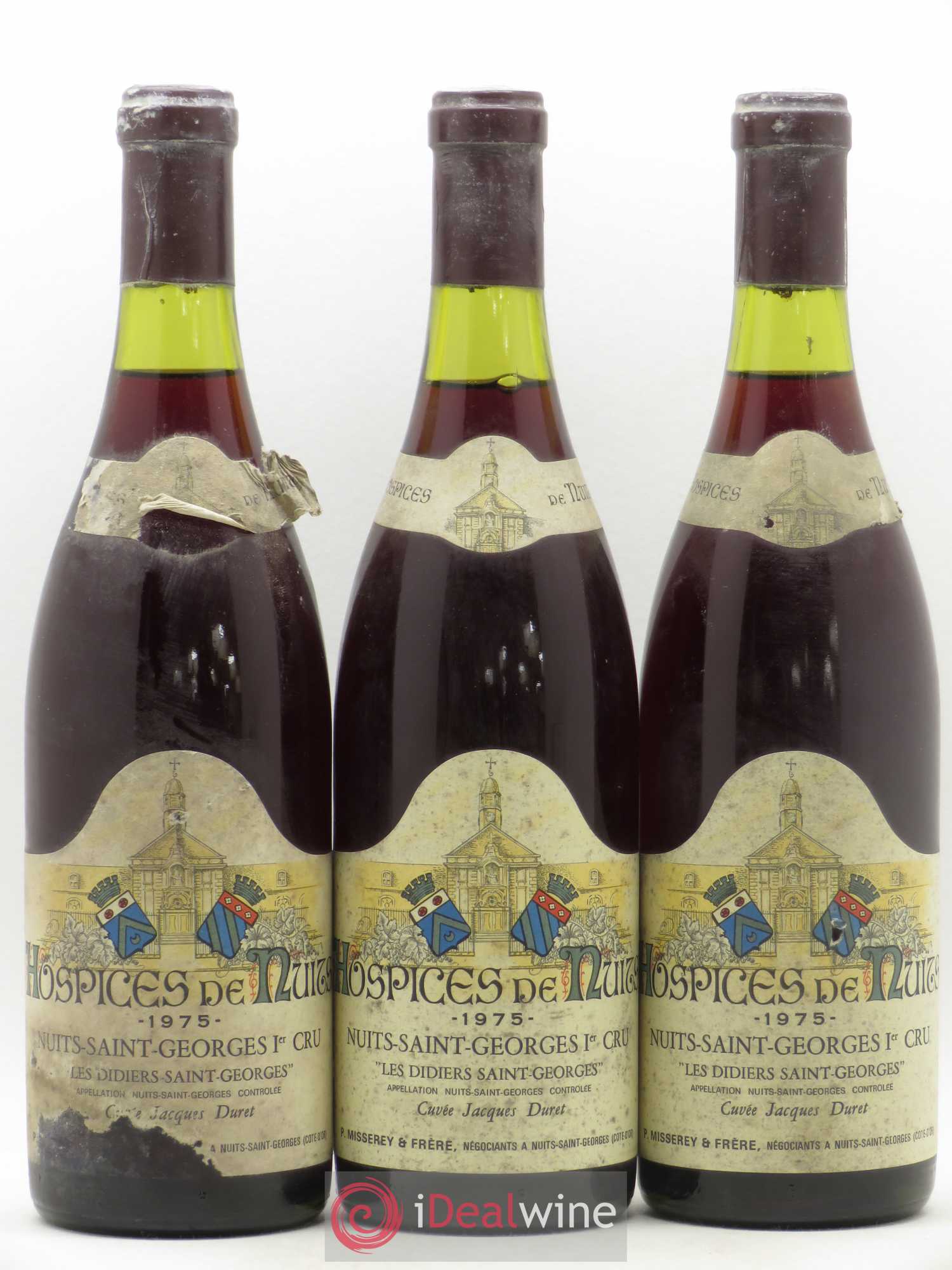 Nuits-Saint-Georges 1er Cru Les Didiers Saint Georges Cuvée Jacques Duret Hospices de Nuits Miserey 1975 - Posten von 3 Flaschen - 0