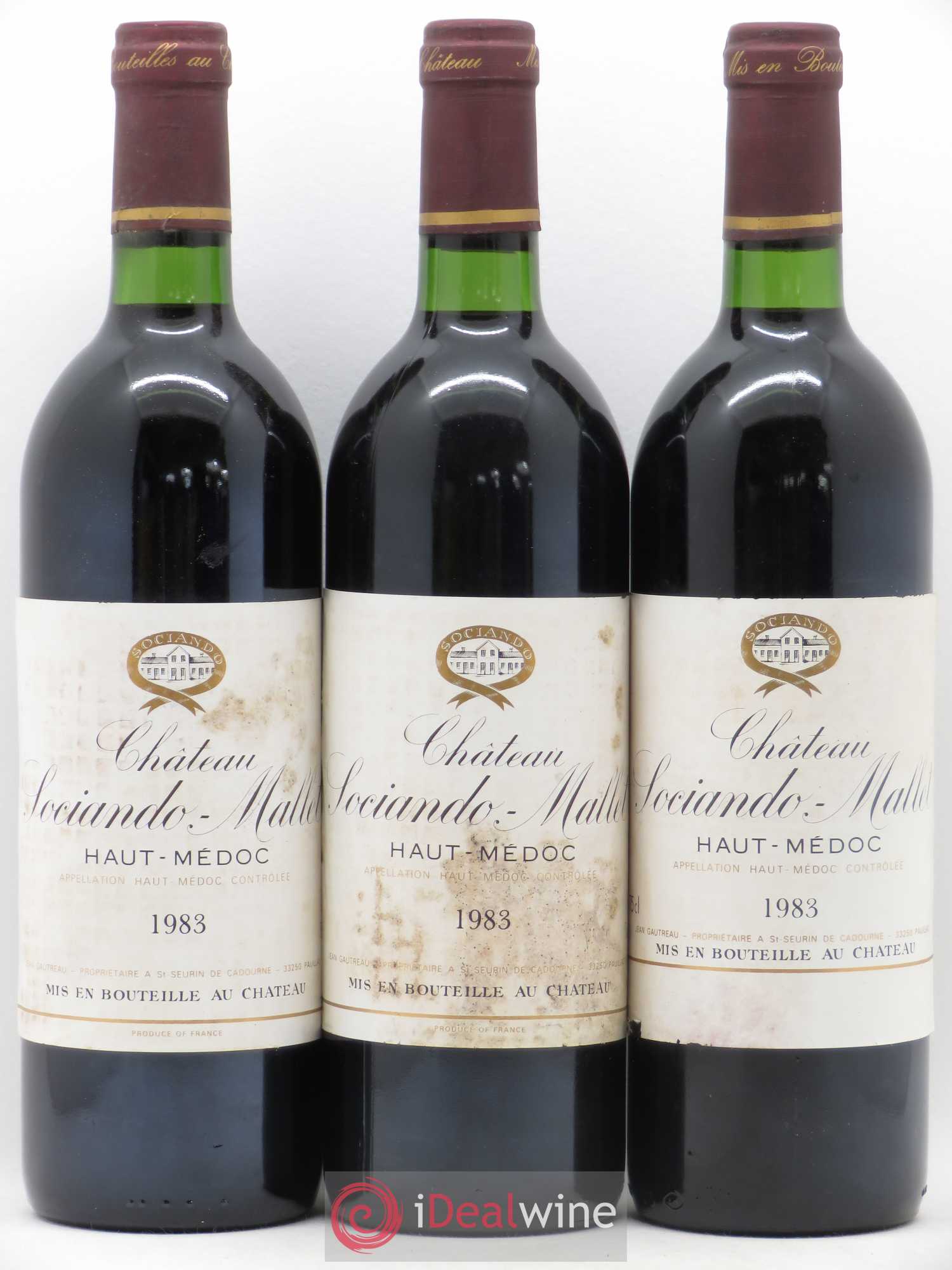 Château Sociando Mallet 1983 - Lot de 3 bouteilles - 0