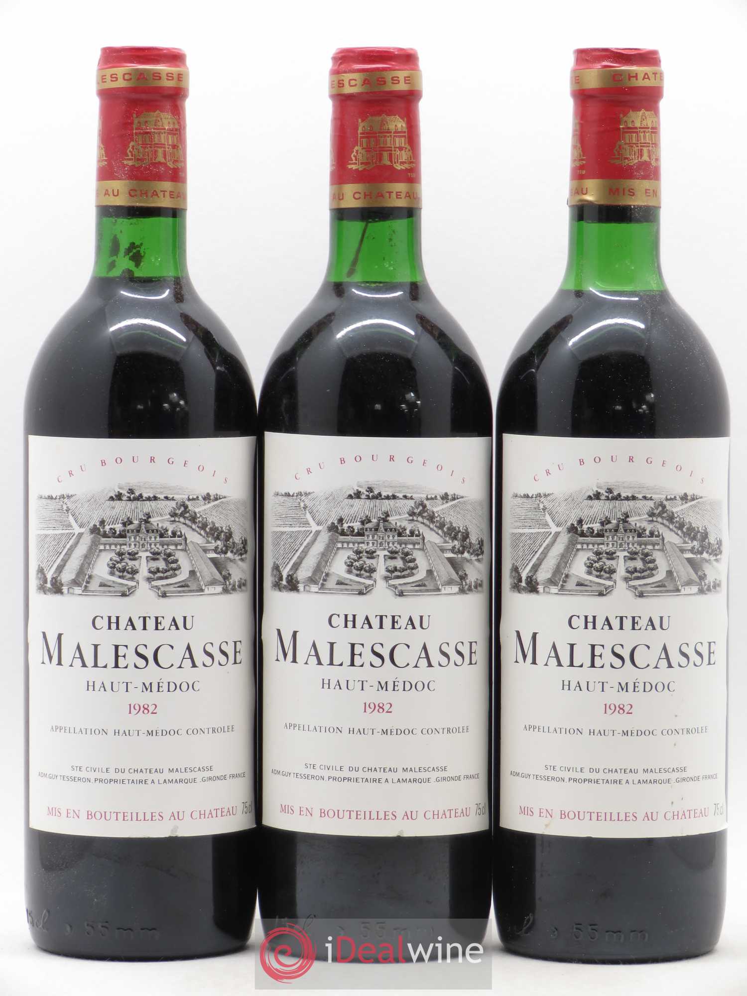 Château Malescasse Cru Bourgeois Exceptionnel 1982 - Lot de 3 bouteilles - 0