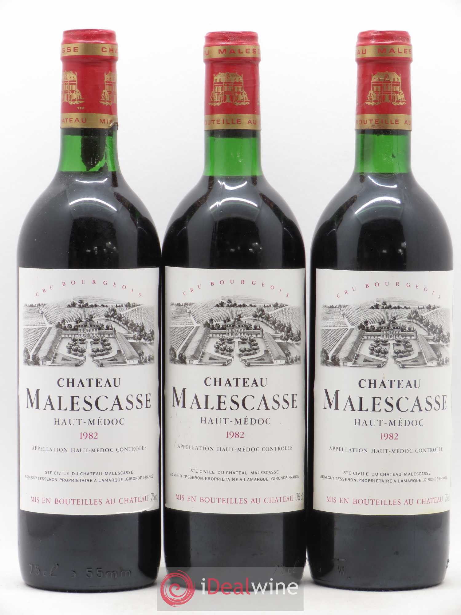 Château Malescasse Cru Bourgeois Exceptionnel 1982 - Lot de 3 bouteilles - 0