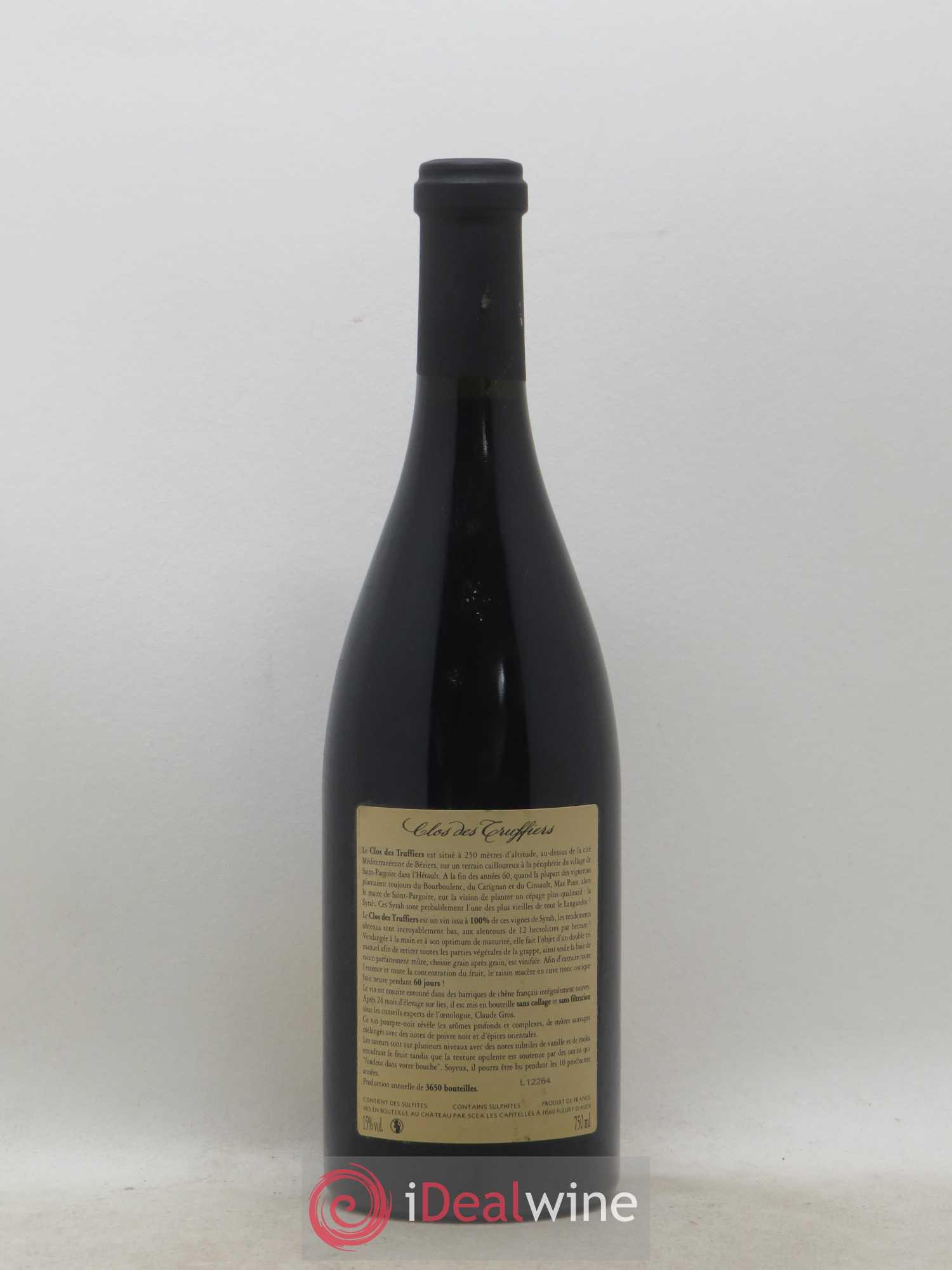 La Clape Château de La Négly Clos des Truffiers Jean Paux-Rosset 2009 - Lot de 1 bouteille - 1