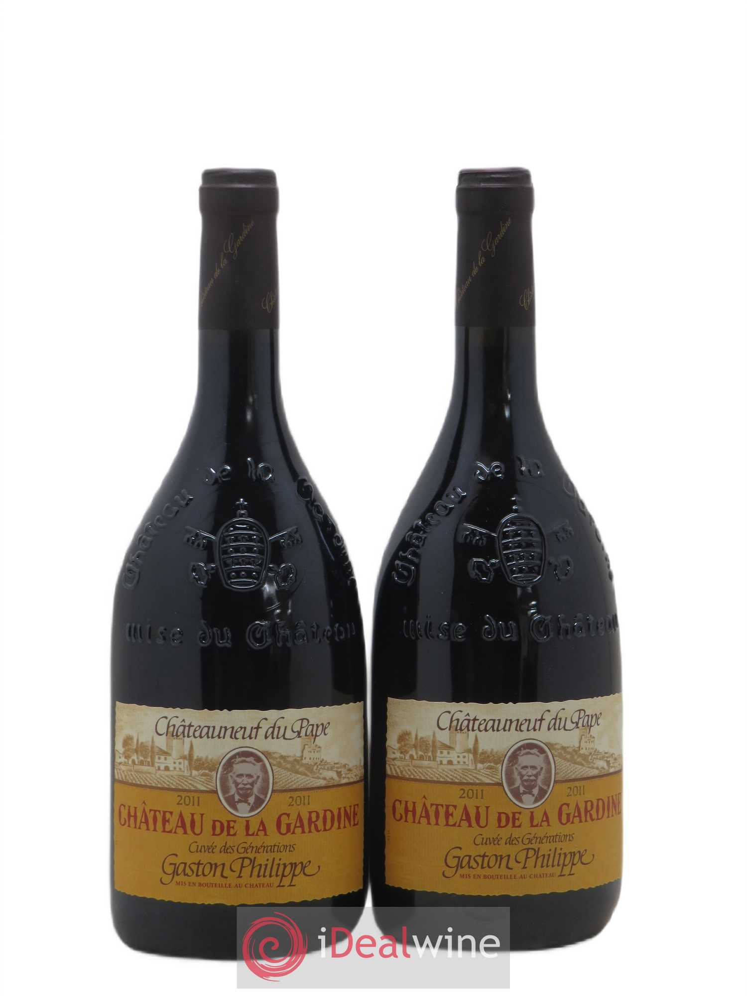 Châteauneuf-du-Pape Château de La Gardine Cuvée des Générations Gaston Philippe Famille Brunel 2011 - Lot de 2 bouteilles - 0